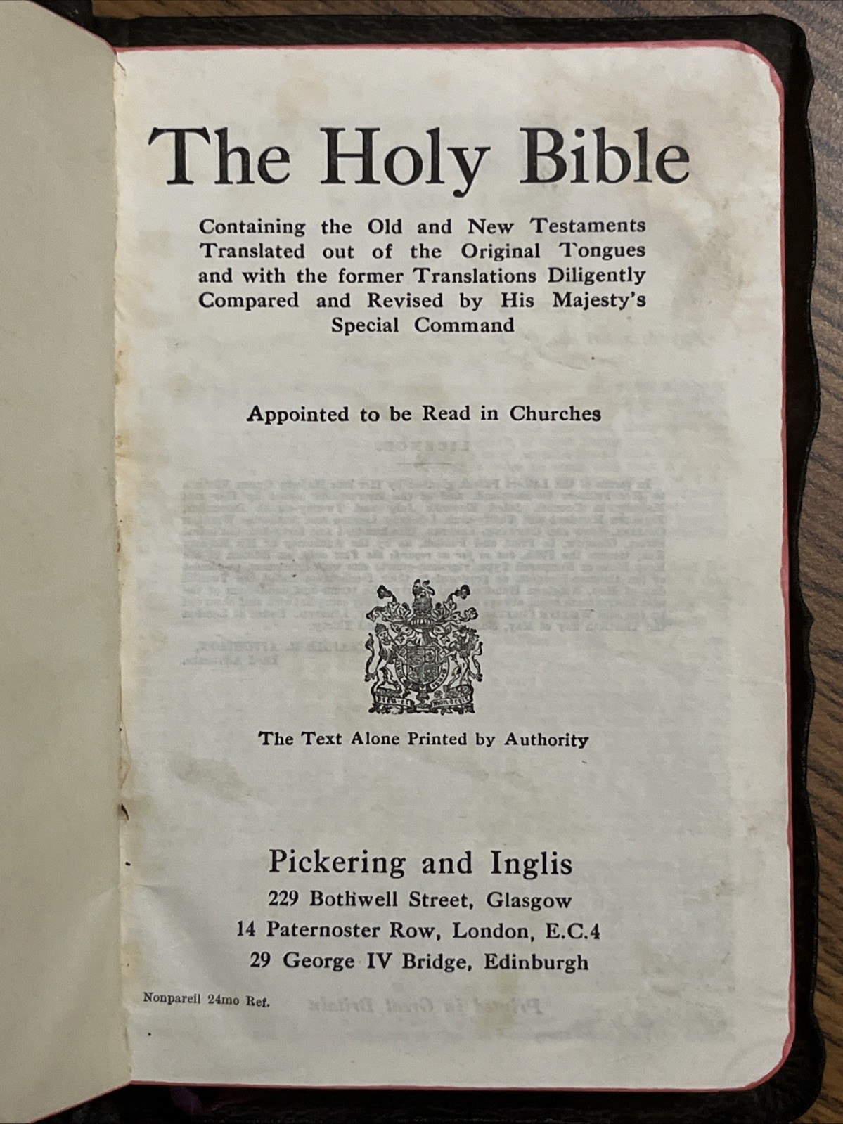 The Holy Bible New & Old Testament Pocket, Bible 1930 Pickering and Inglis.