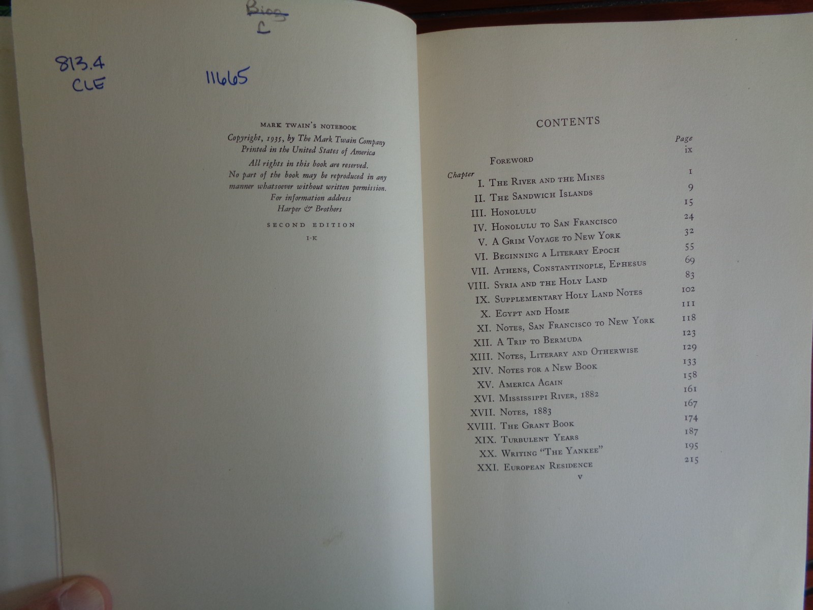 Mark Twain’s Notebook Albert Bigelow Paine 1935 Hardcover Strong Binding