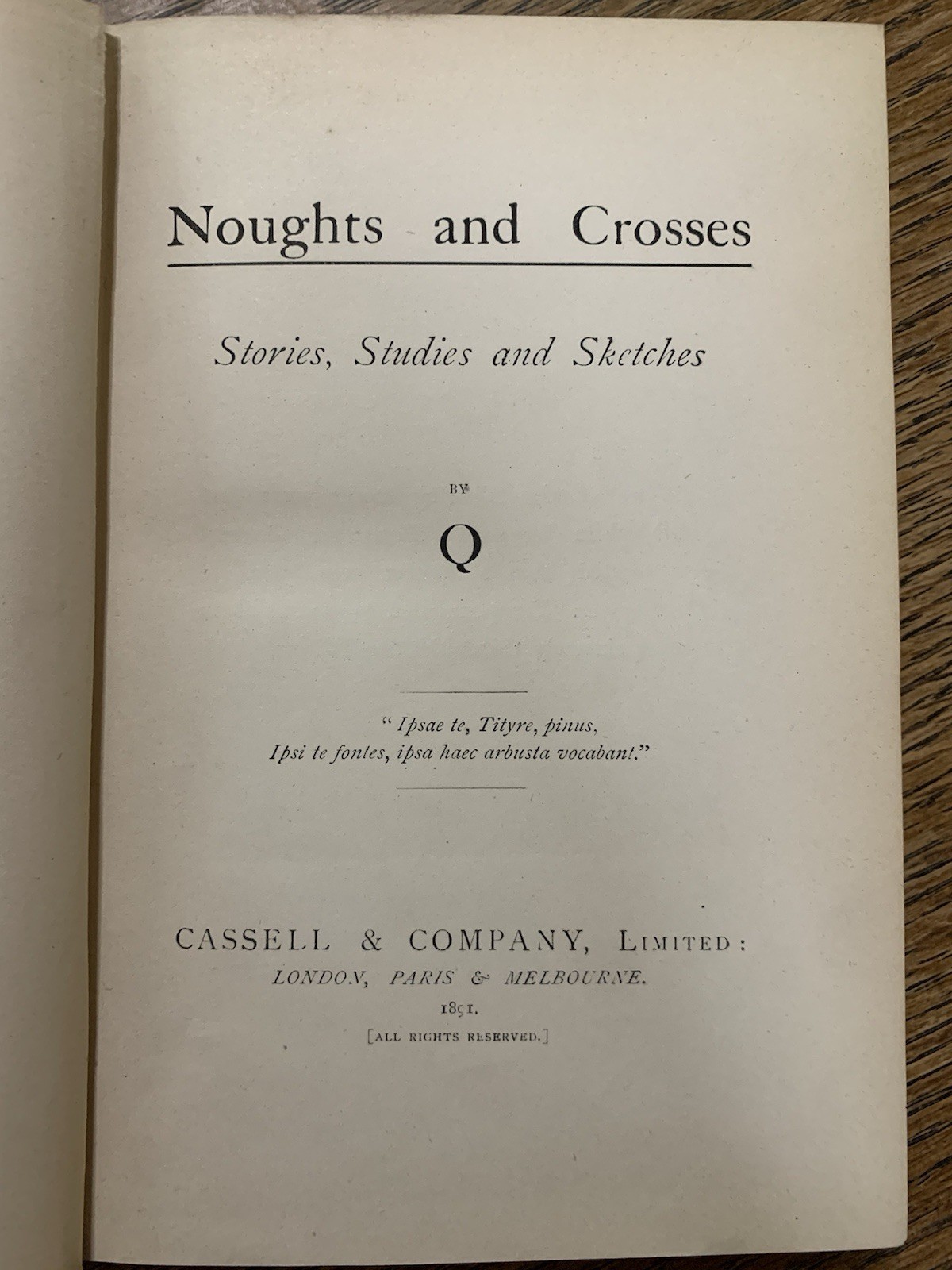 Noughts And Crosses (Sir Arthur Quiller-Couch „Q“) 1st Ed 1891 Supernatural