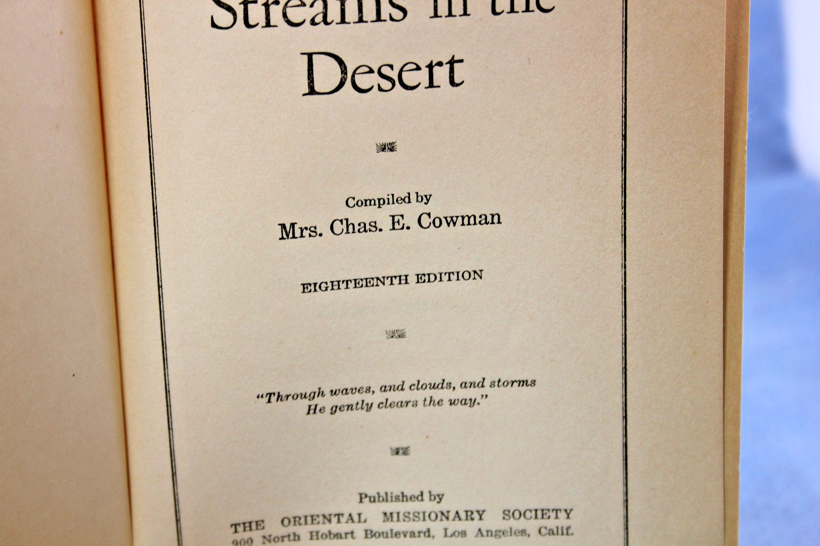 STREAMS IN THE DESERT 1925 BY CHAS. E. COWMAN HARDBACK BOOK