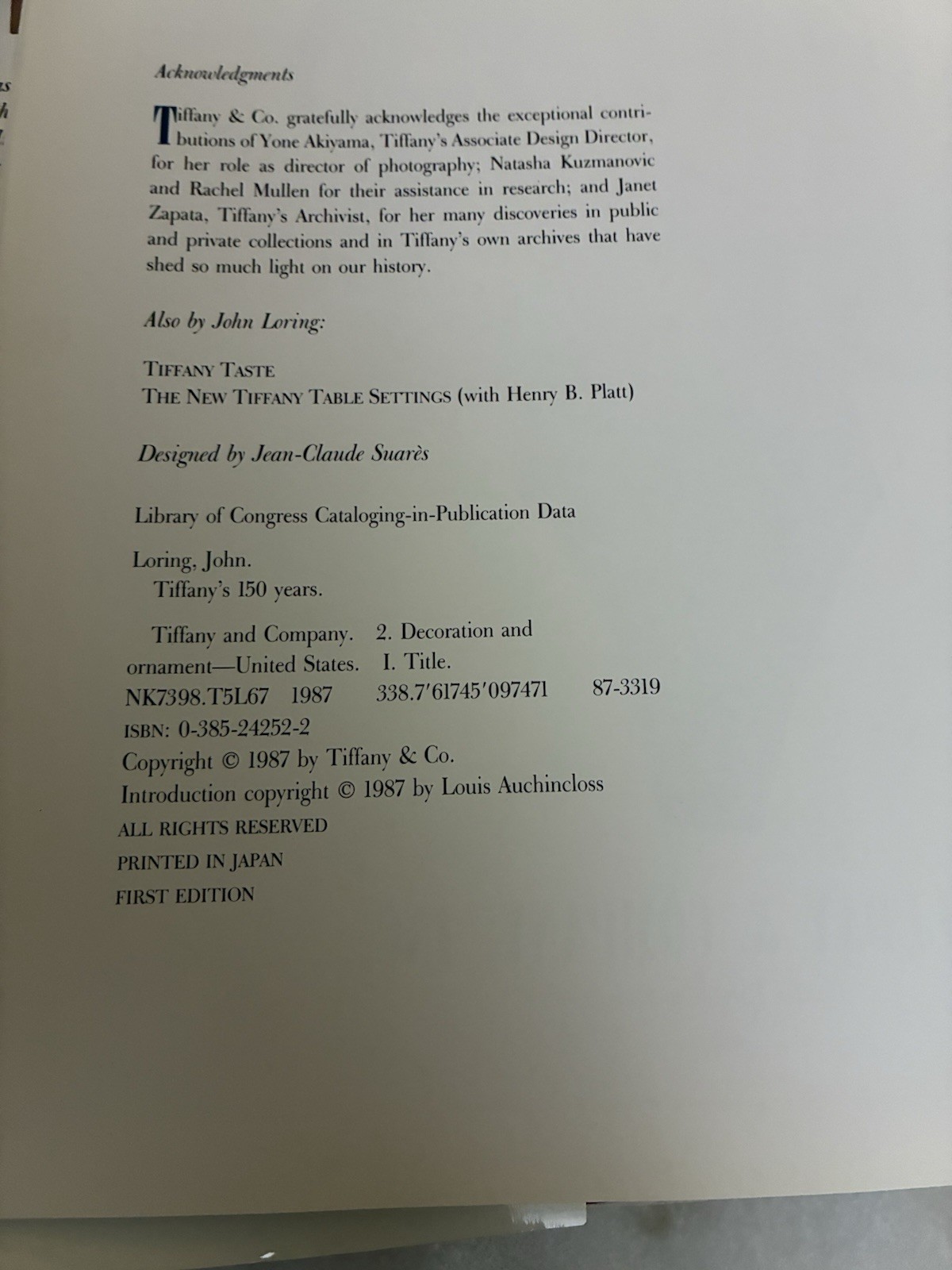 Tiffany’s 150 Years by John Loring (1987, Hardcover)