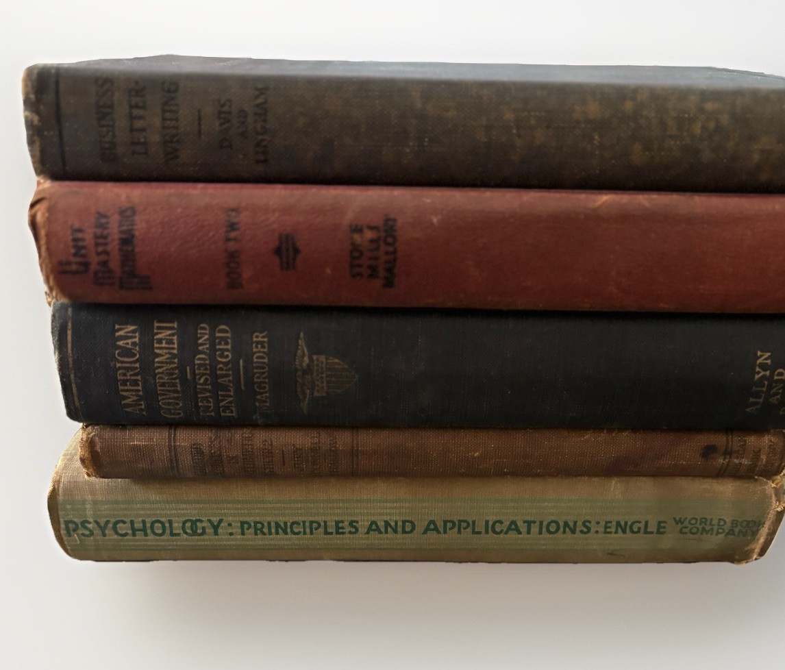 Vintage Educational Textbook Lot Collector Decor Schoolhouse Academic History