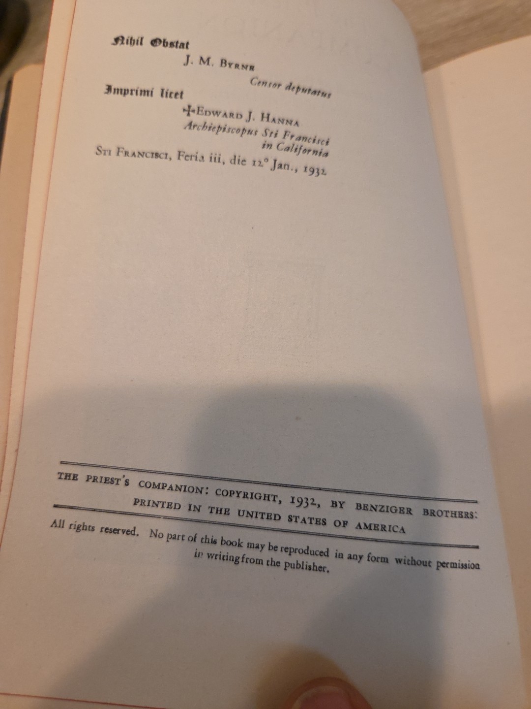 Vintage 1932 The Priest’s Companion Marcetteau Catholic Prayers Devotions