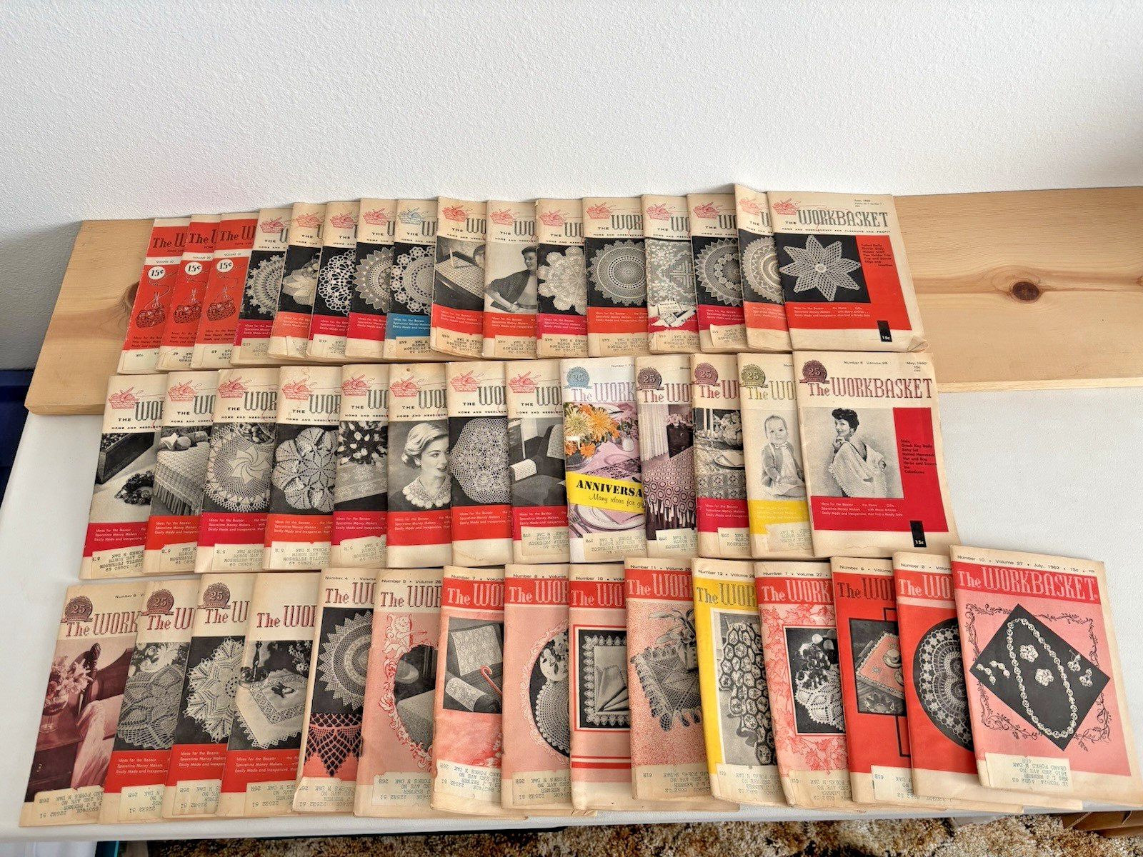 Lot of 44 Issues of THE WORKBASKET Magazines 1955 -1962 – Needlecraft Patterns +