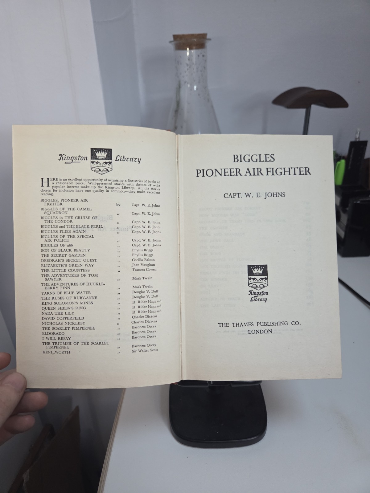 Biggles Pioneer Air Fighter Captain W.E. Johns 1960s Hardback, Kingston Library