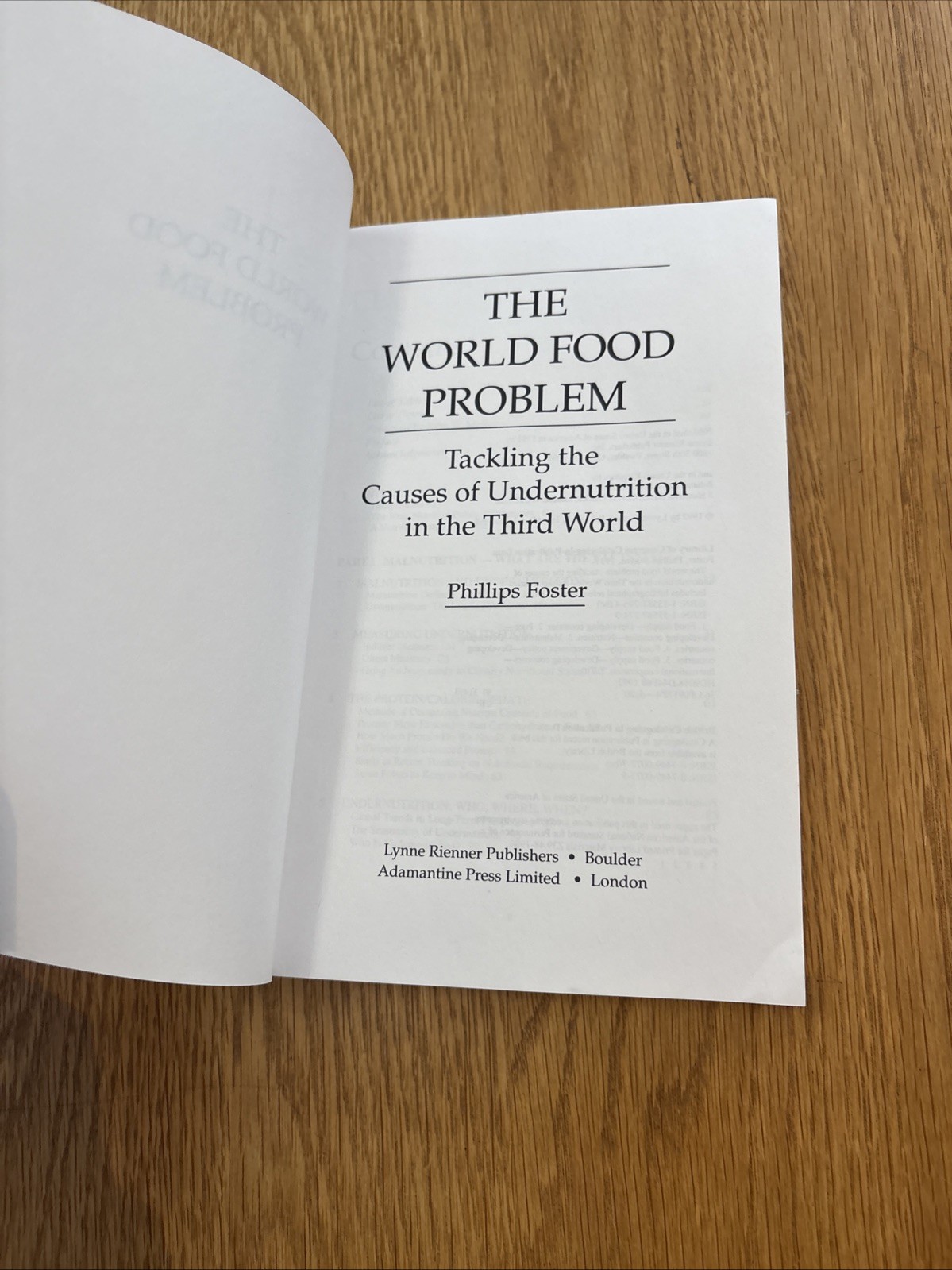 The World Food Problem in the third world Phillips Foster vintage paperback 1992