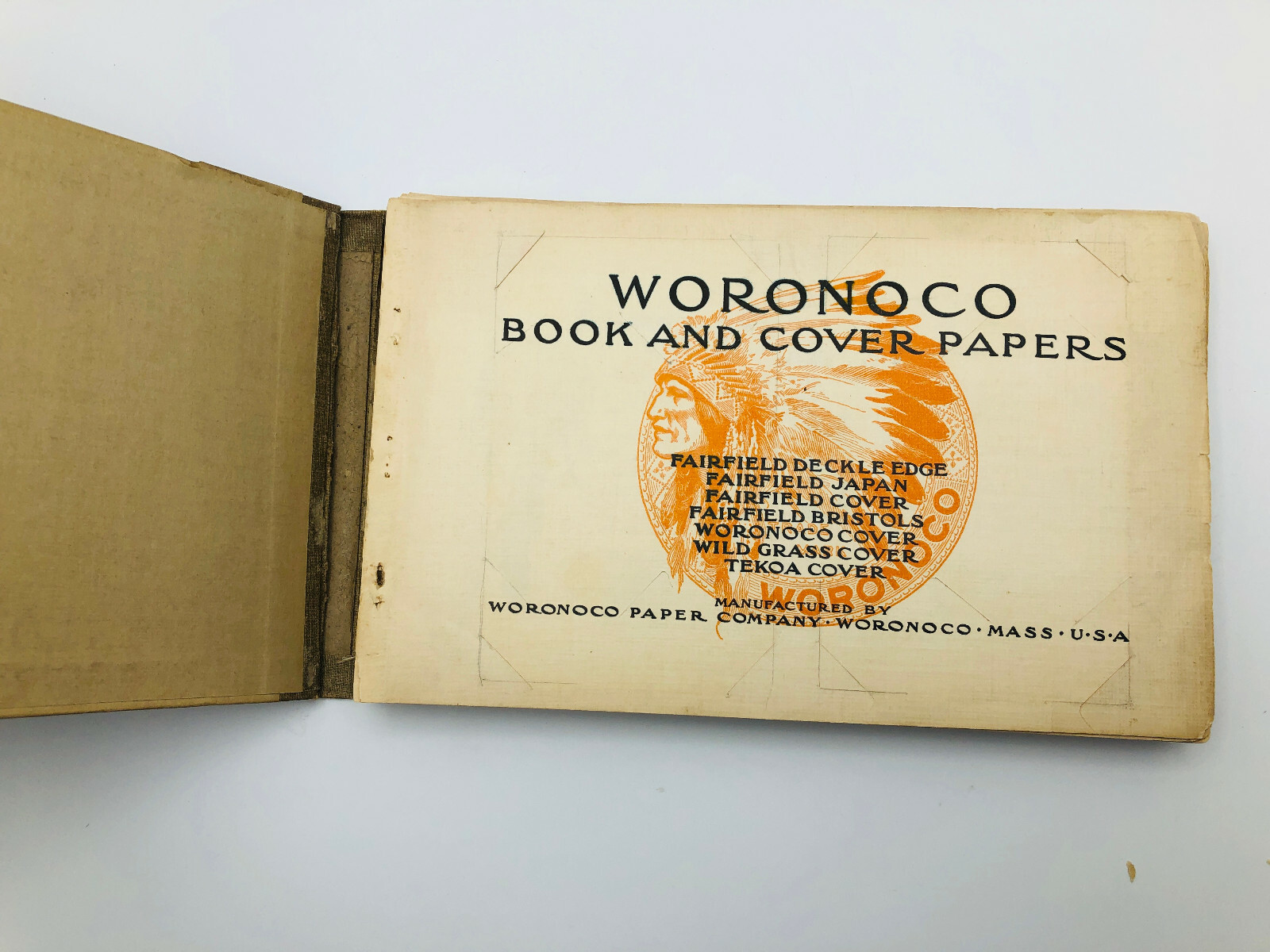 Woronoco Book and Cover Papers Sample Book, 1909 HC [Book Publishing]