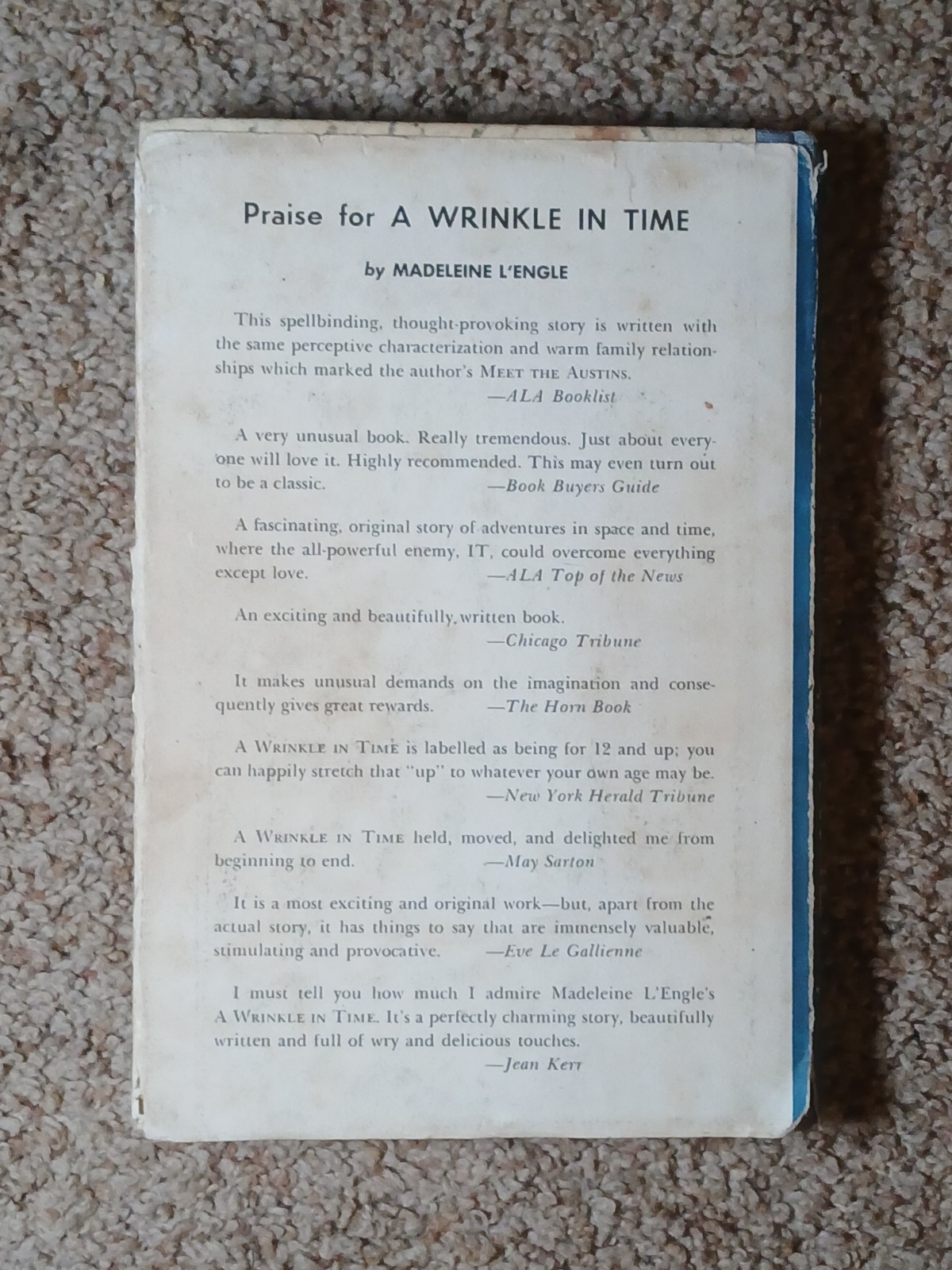 A Wrinkle in Time First Edition Third Printing 1963 by Madeleine L’Engle