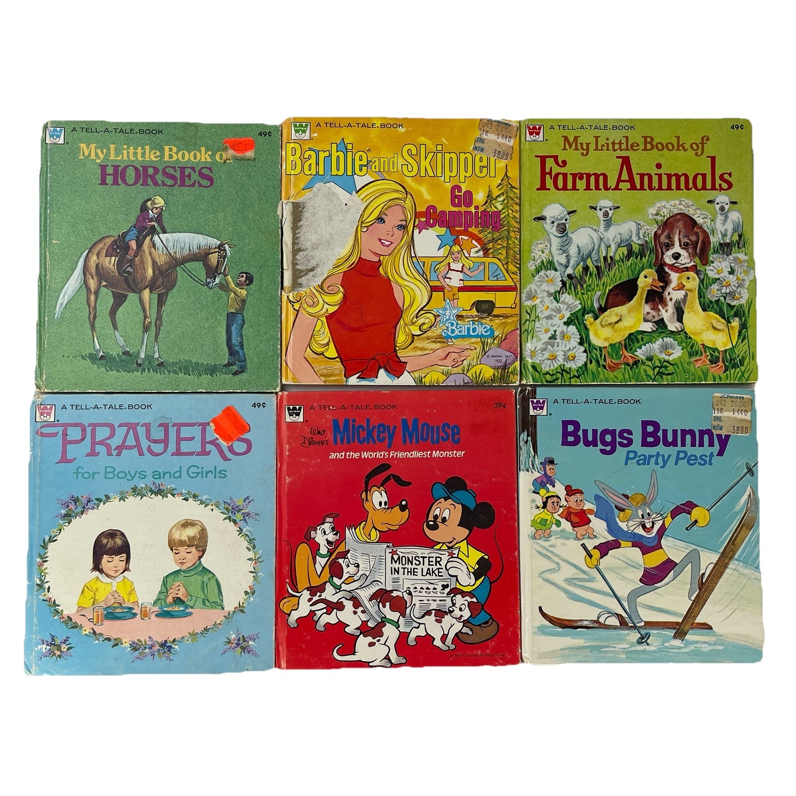 VTG Tell A Tale Books Set of 6 Children’s Books Barbie Bugs Bun Mickey & Prayers