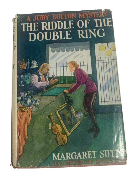 Judy Bolton #10 – THE RIDDLE OF THE DOUBLE RING – HCDJ – Sutton – 1st Edition ?