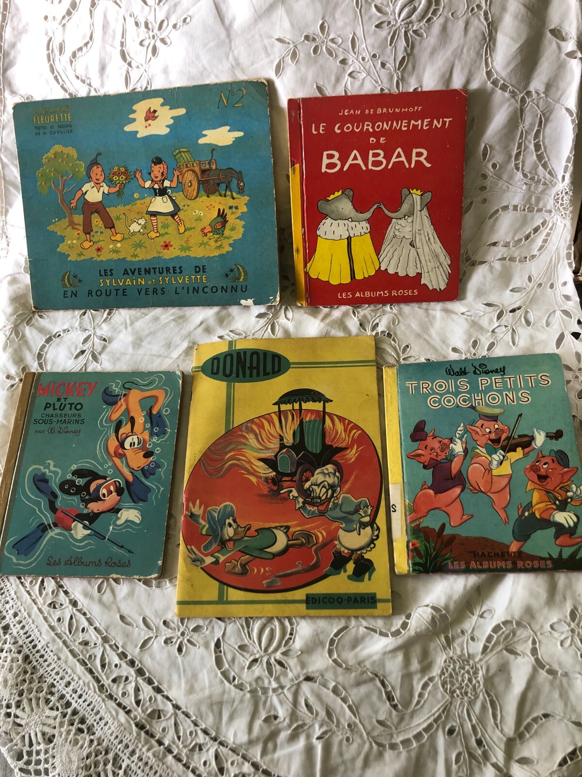 Job Lot 5 Vintage French Children’s Books Disney Barbar Sylvain Sylvette 1950s