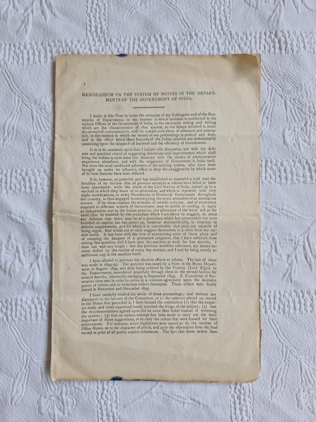 Vintage Memorandum On The System Of Noting-Department Of The Government Of India