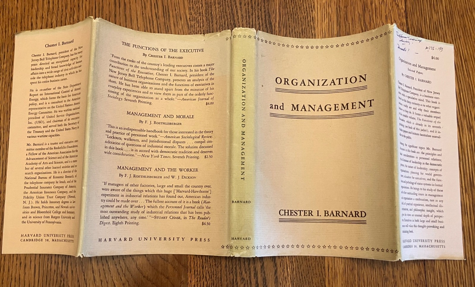 Organization & Management Barnard Pioneering Executive Leadership Papers 1948 DJ