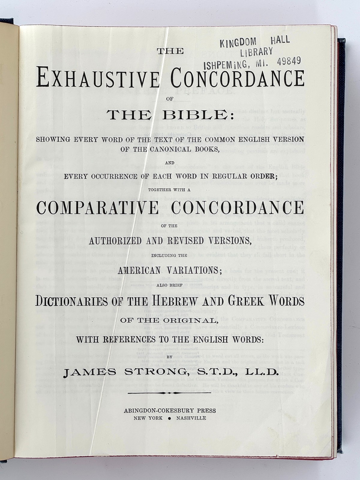 1950 JAMES STRONG. The Exhaustive Concordance of The Bible VINTAGE HC