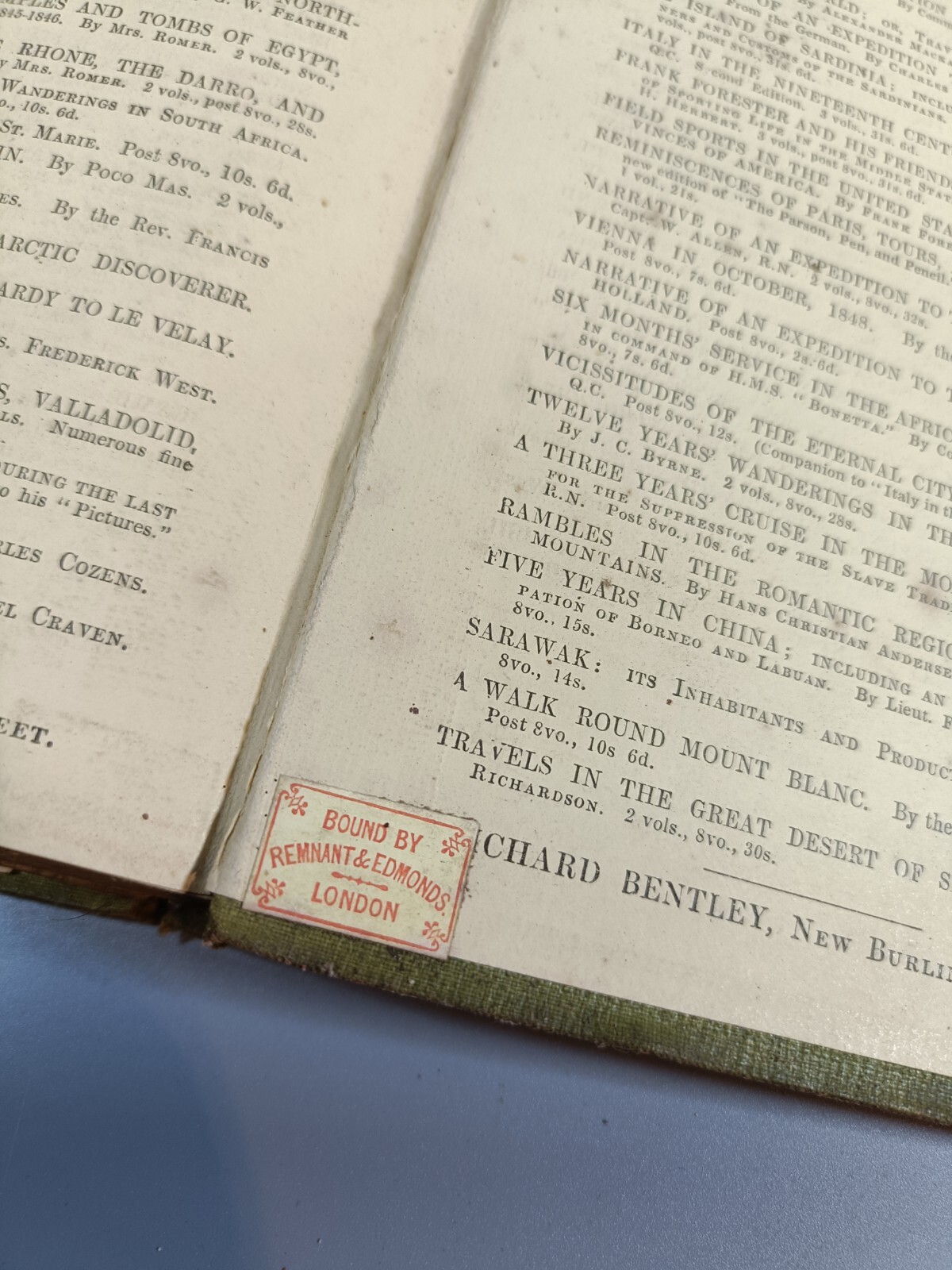 Wild Sports of the West New Edition 1850 Maxwell Antique Book for Restoration