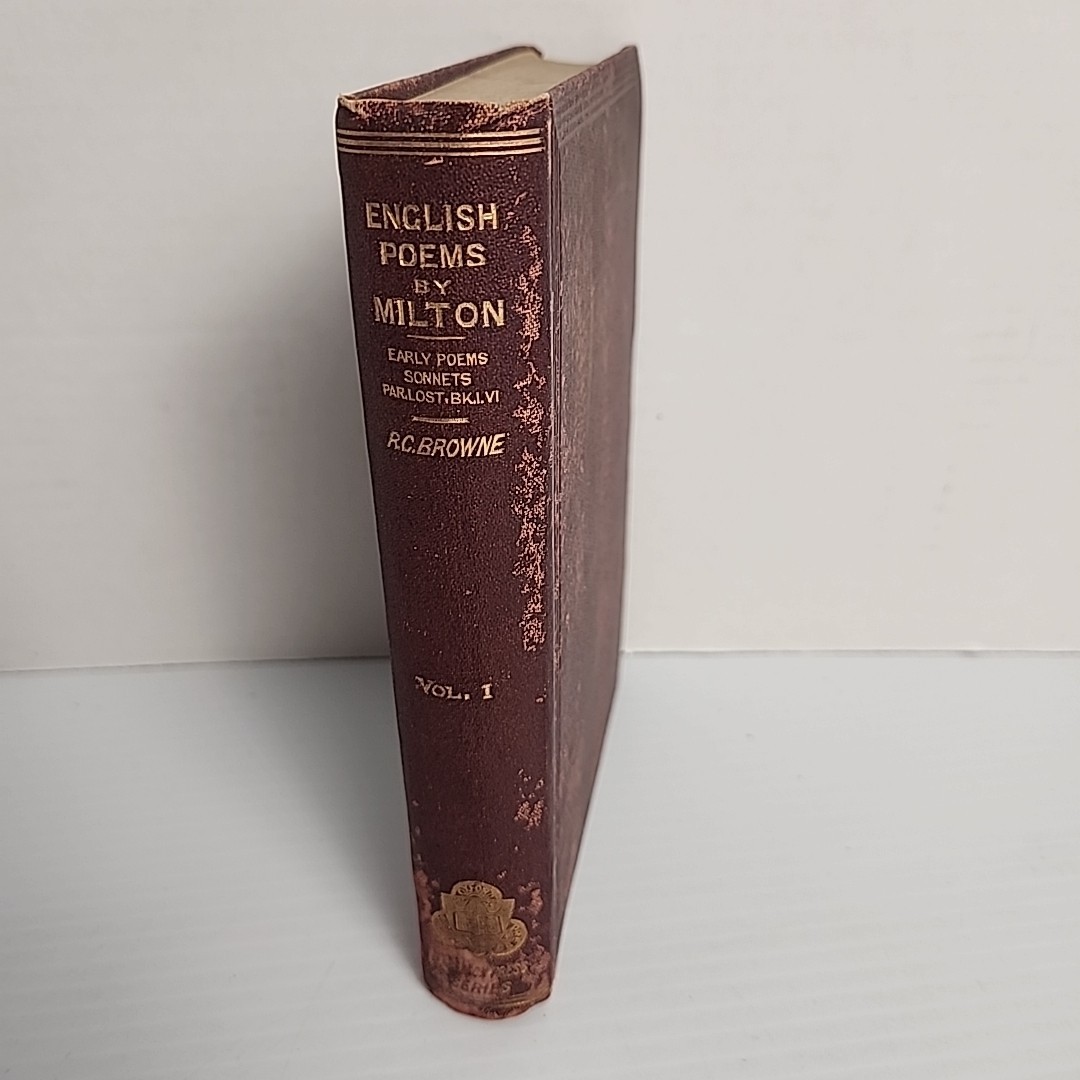 1901 ENGLISH POEMS BY JOHN MILTON VOL 1 Vintage Oxford Hardcover