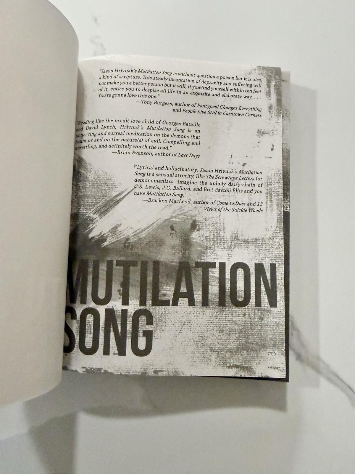 Mutilation Song Jason Hrivnak 2018 1st Edition 1st Printing Chizine Horror PB VG