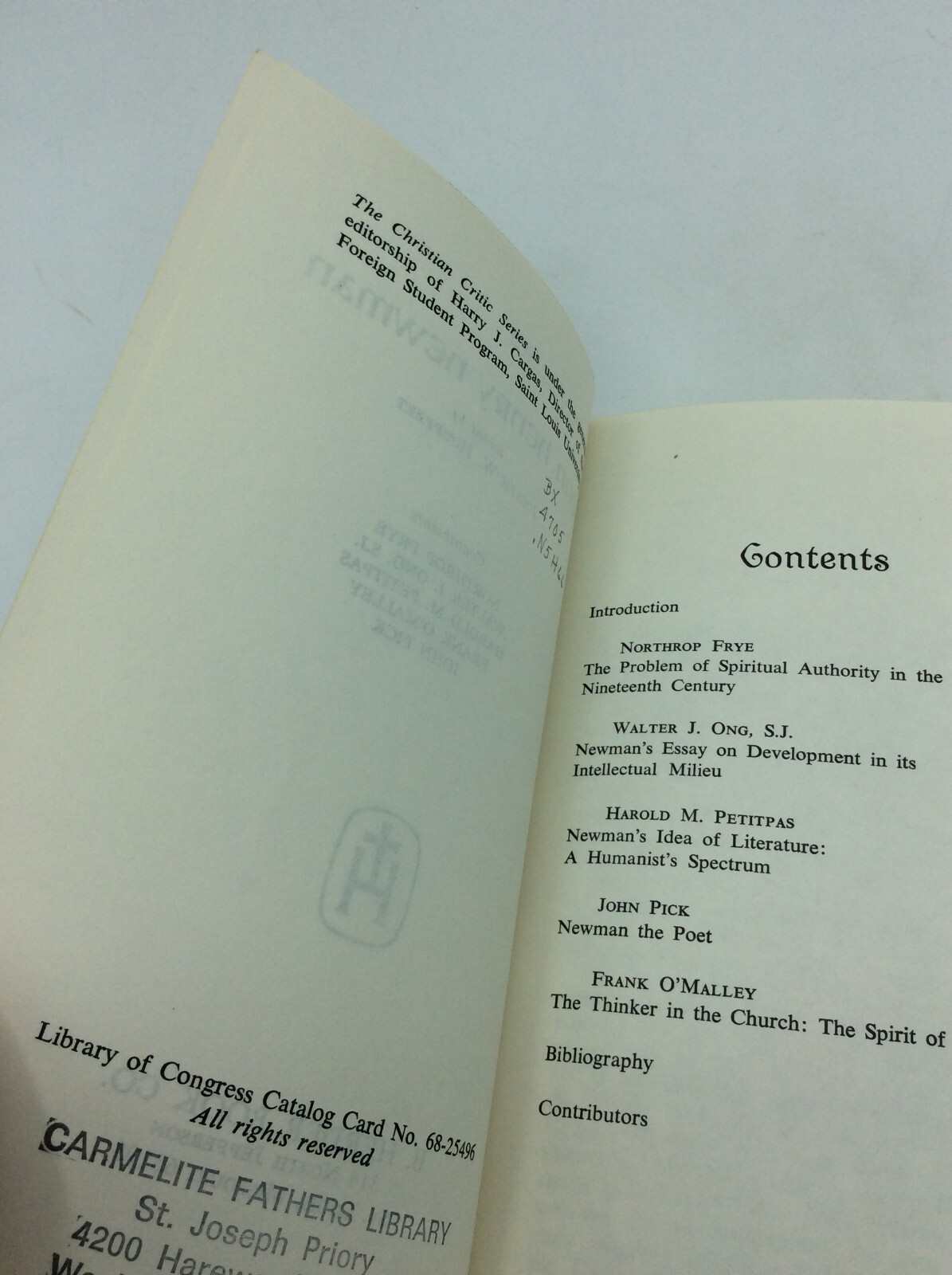 JOHN HENRY NEWMAN – Joseph W. Houppert, ed. – ca 1960s – scarce Catholic