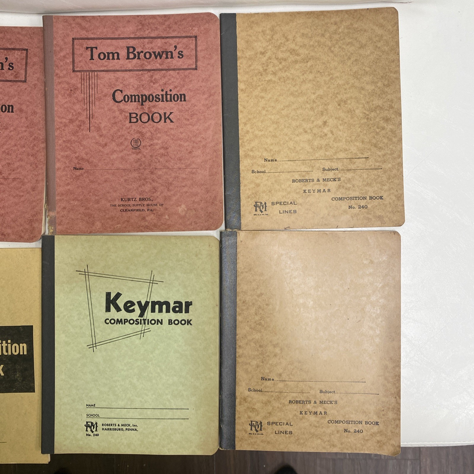 11 Antique 1920’s Composition Books Academic, Kurtz, Robert & Meck’s Notebooks