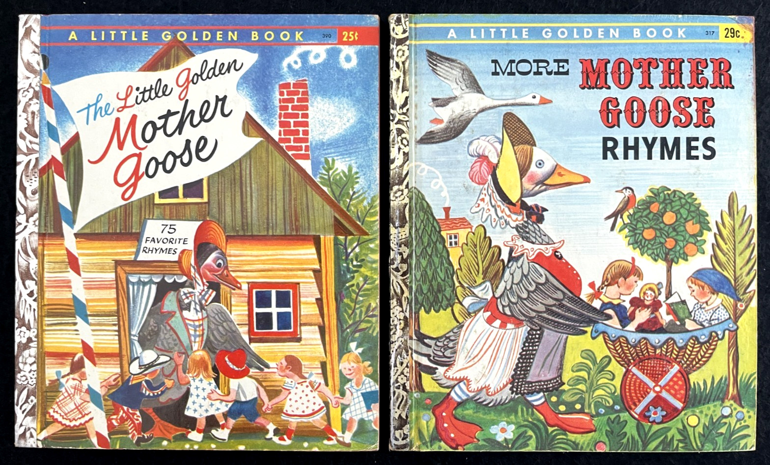 MOTHER GOOSE Set ~ children’s Little Golden Book #390 (A ed, VG) & LGB #317 (C)