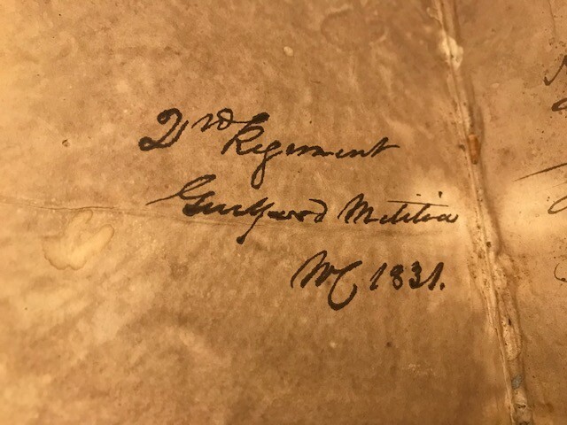 1830 Guilford Militia, NORTH CAROLINA, 2d Regt, Infantry Tactics Book, ZIMMERMAN