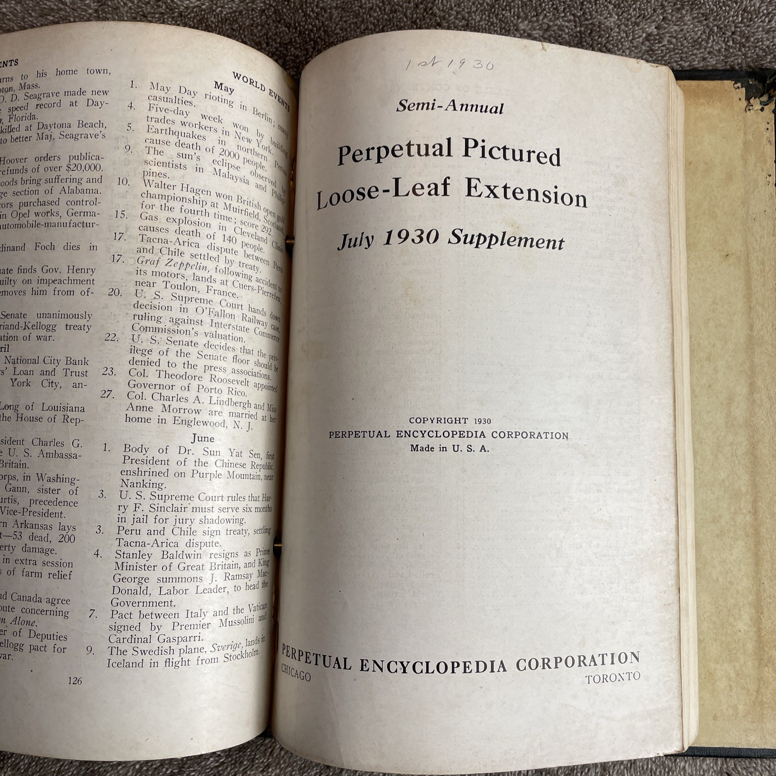 1928 Encyclopedia “Perpetual Pictured Loose Leaf Extension” The Source Book