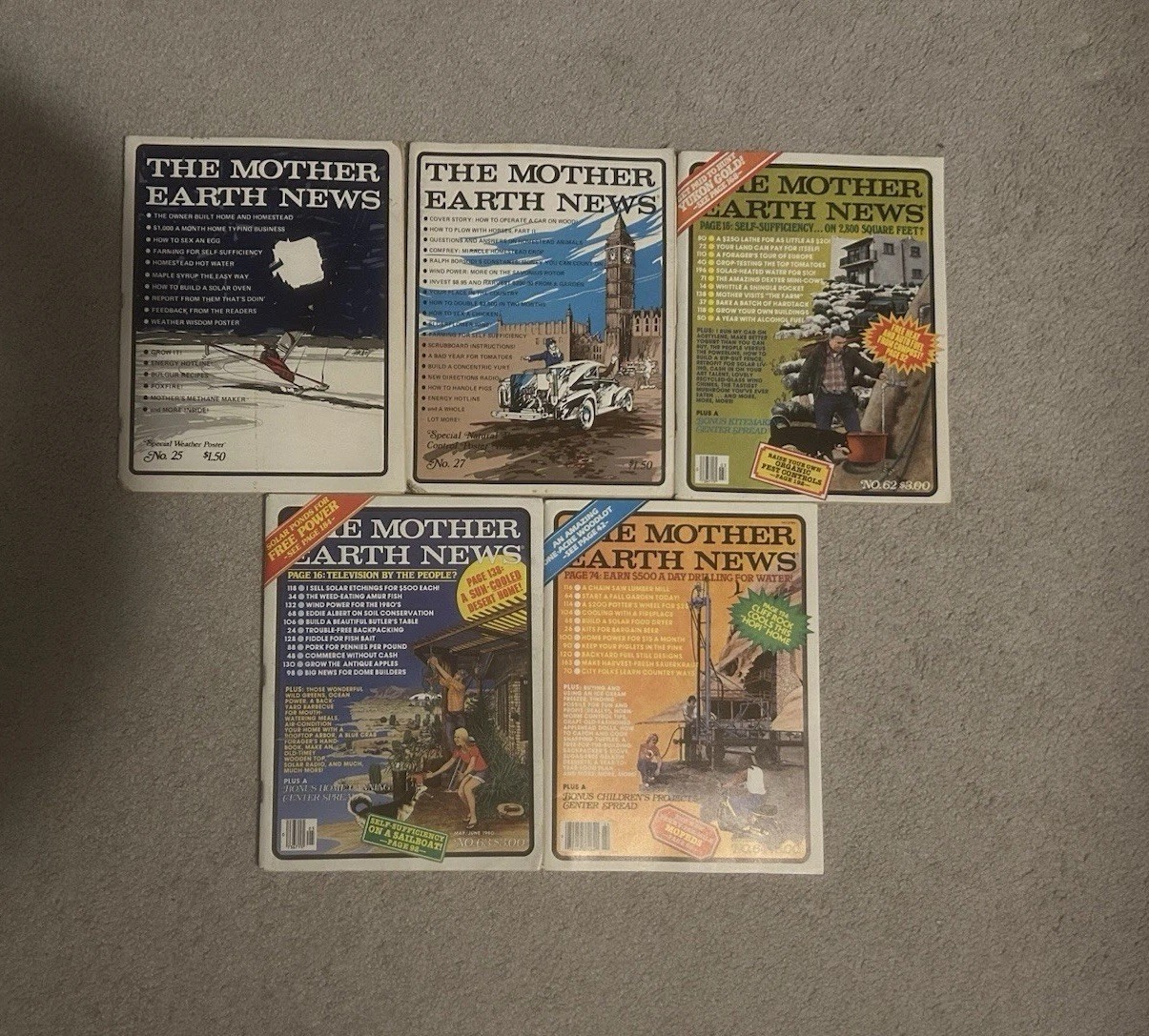 The Mother Earth News magazine lot of 5- 1970’s-1980’s Homestead Solar Survival