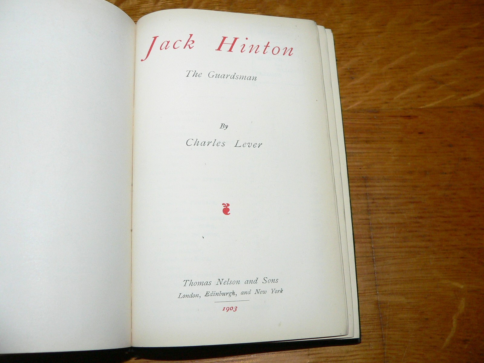 Antique 1903 „Jack Hinton, the Guardsman“ by Charles Lever Leatherbound Book