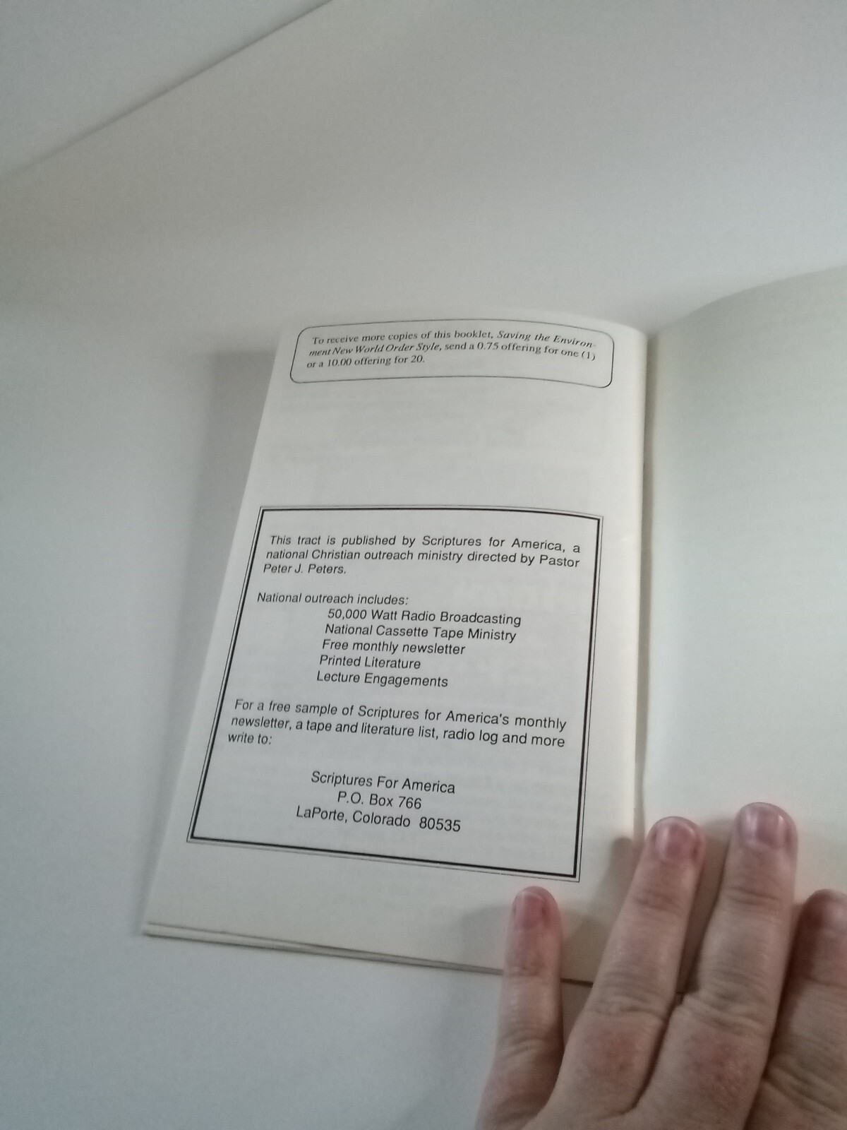 Saving the environment, New World Order Style . Peters, Peter J. 1992 PB
