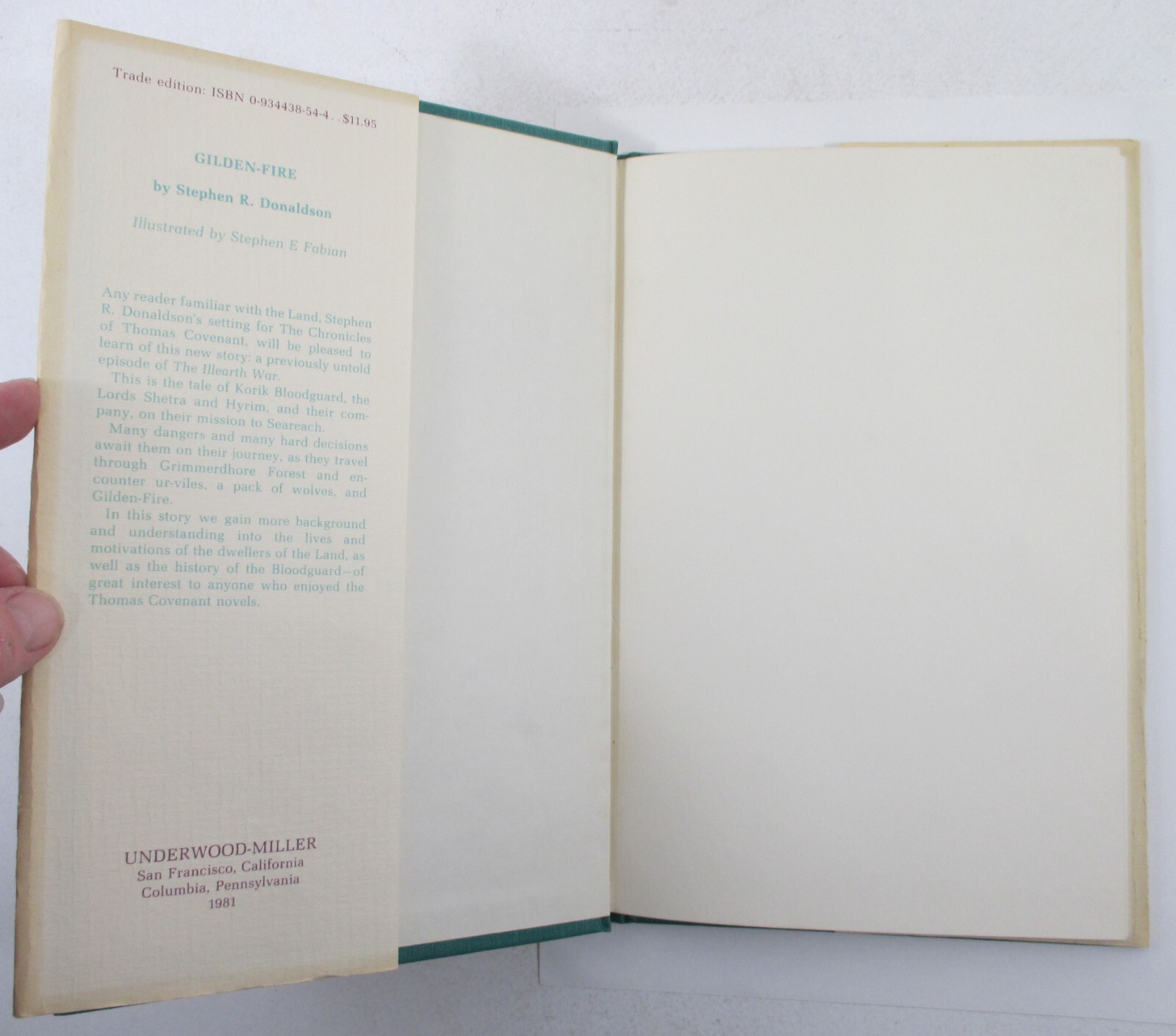 SIGNED 1st ED „GILDEN-FIRE“ Stephen R. Donaldson 1981 HB DJ Underworld-Miller