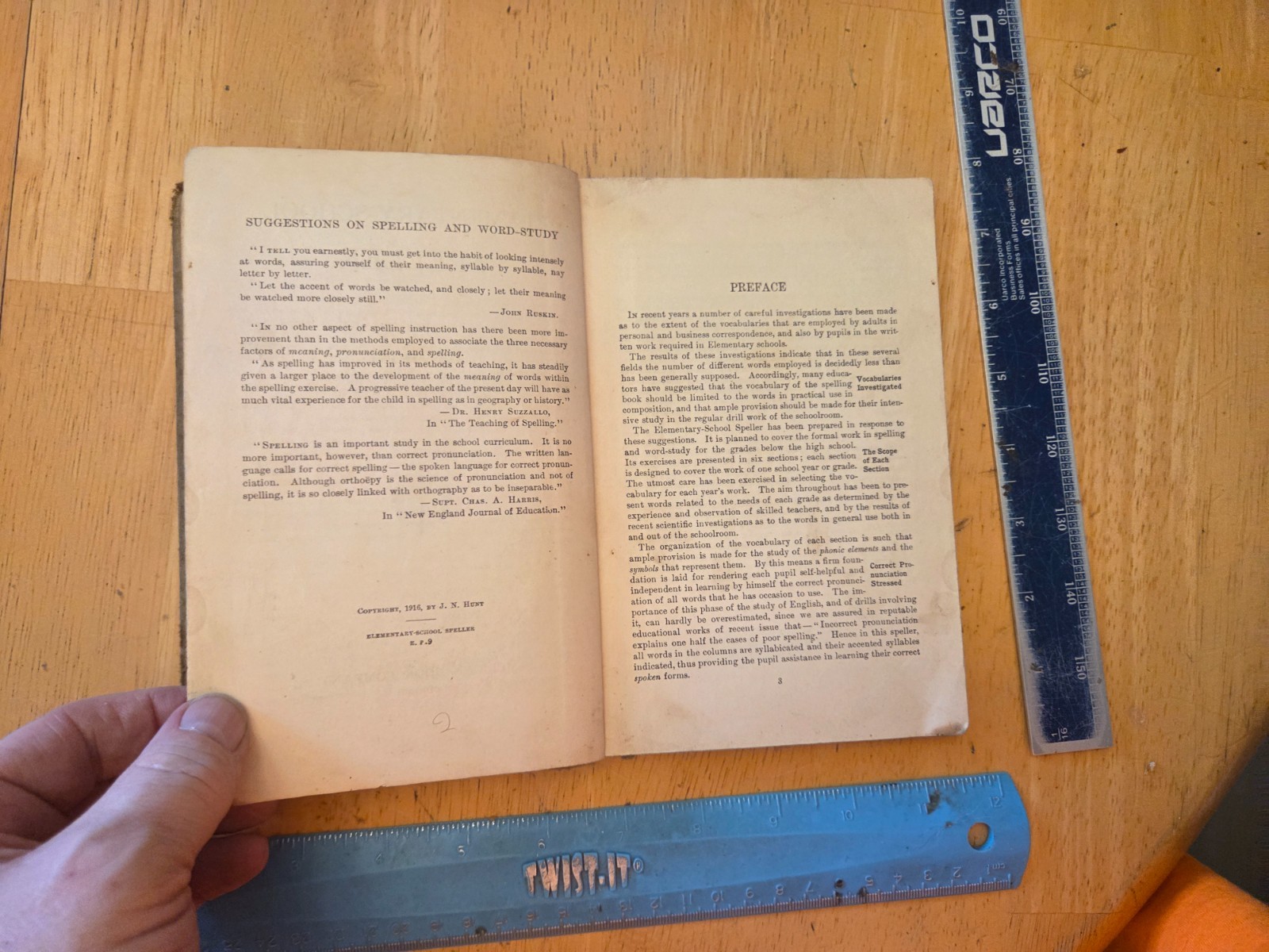 Elementary School Speller by J. N. Hunt – 1916 American Book Company Hardcover