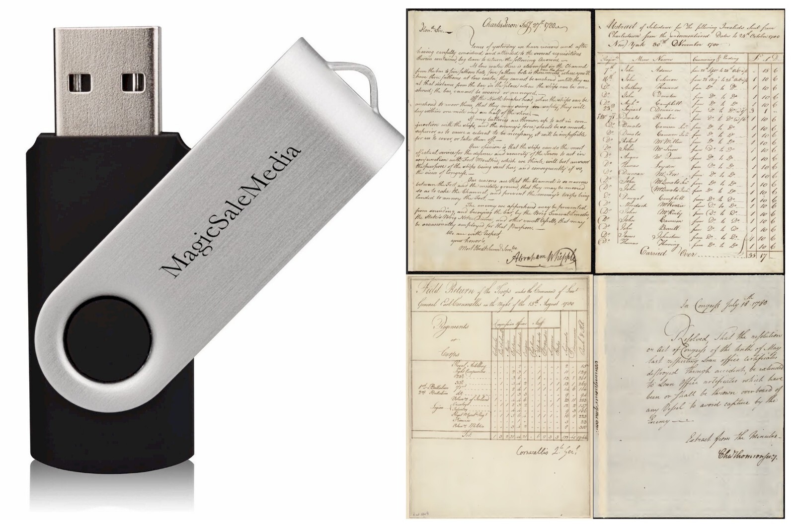 65 Old Rare American Revolutionary War of Independence Manuscripts (1780) on USB