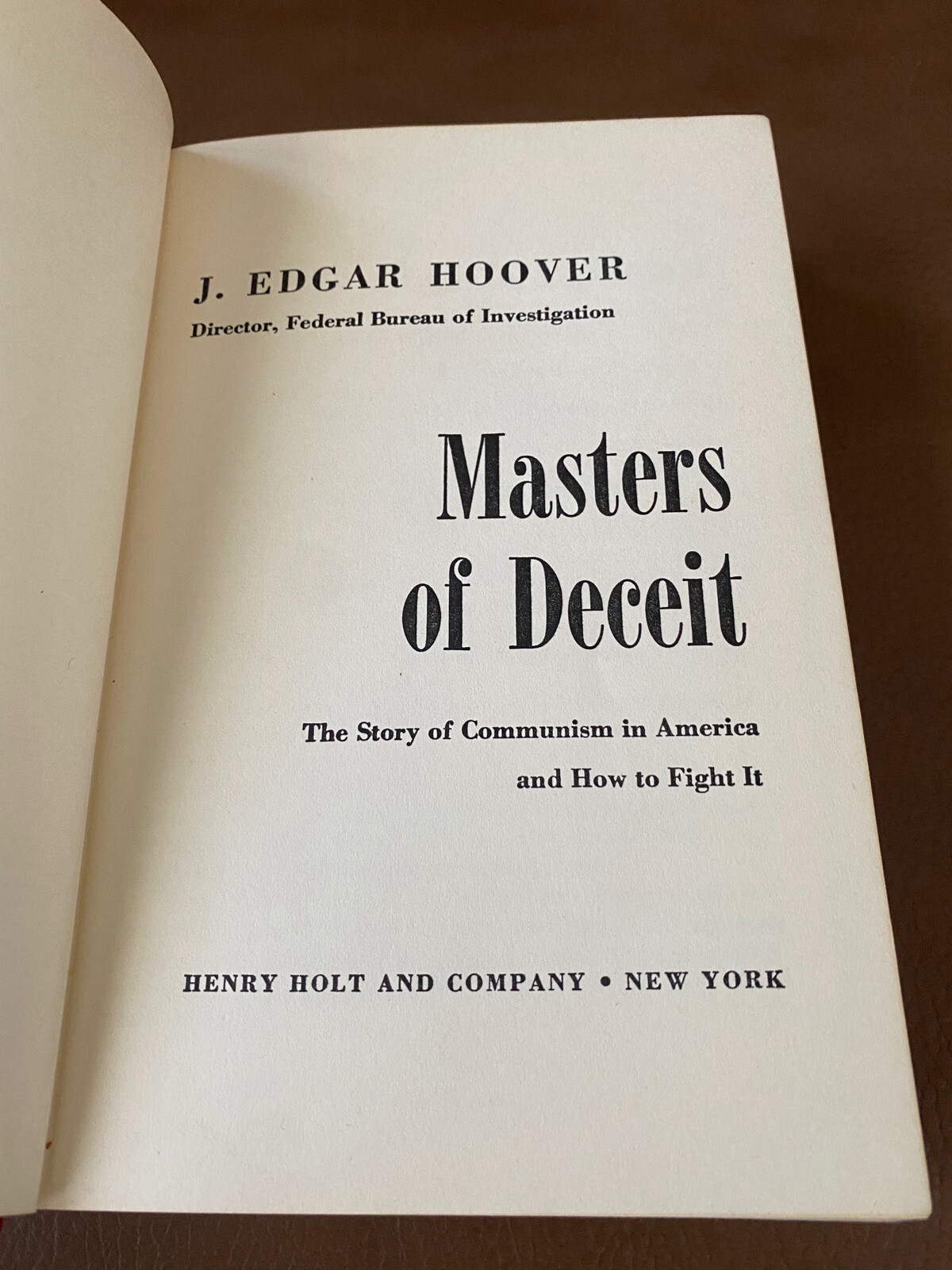 1958 J Edgar Hoover Masters of Deceit Book ~ Henry Holt ~ Collectible ~ Antique