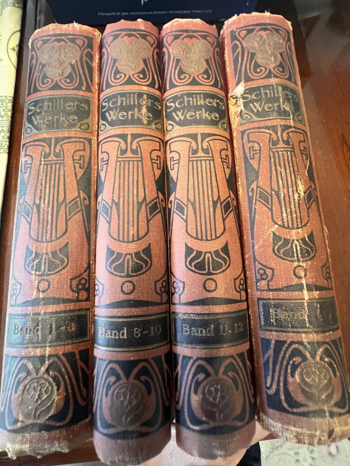 Antique SCHILLERS WERKE 4-Volume Hardback Books – German – Early 1900s or Older
