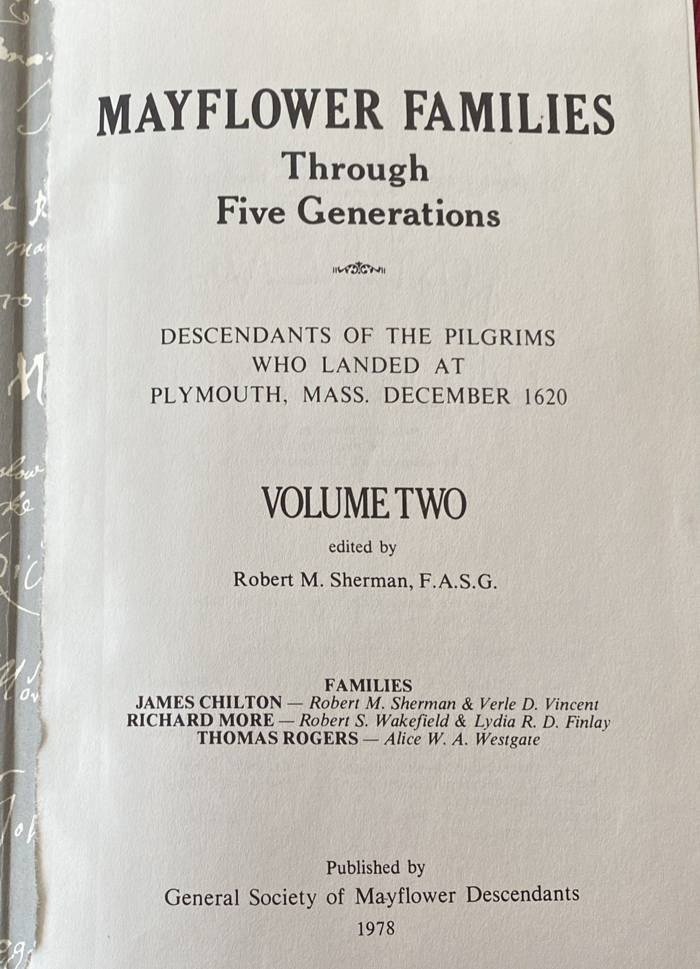 Mayflower Families Through Five Generations Vol. 2, Chilton, More & Rogers 1978