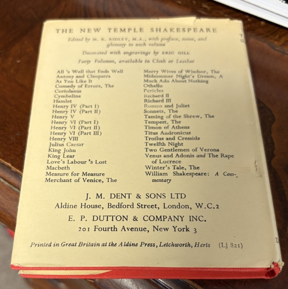 THE NEW TEMPLE SHAKESPEARE JULIUS CAESAR BOOK 1965 DENT/DUTTON