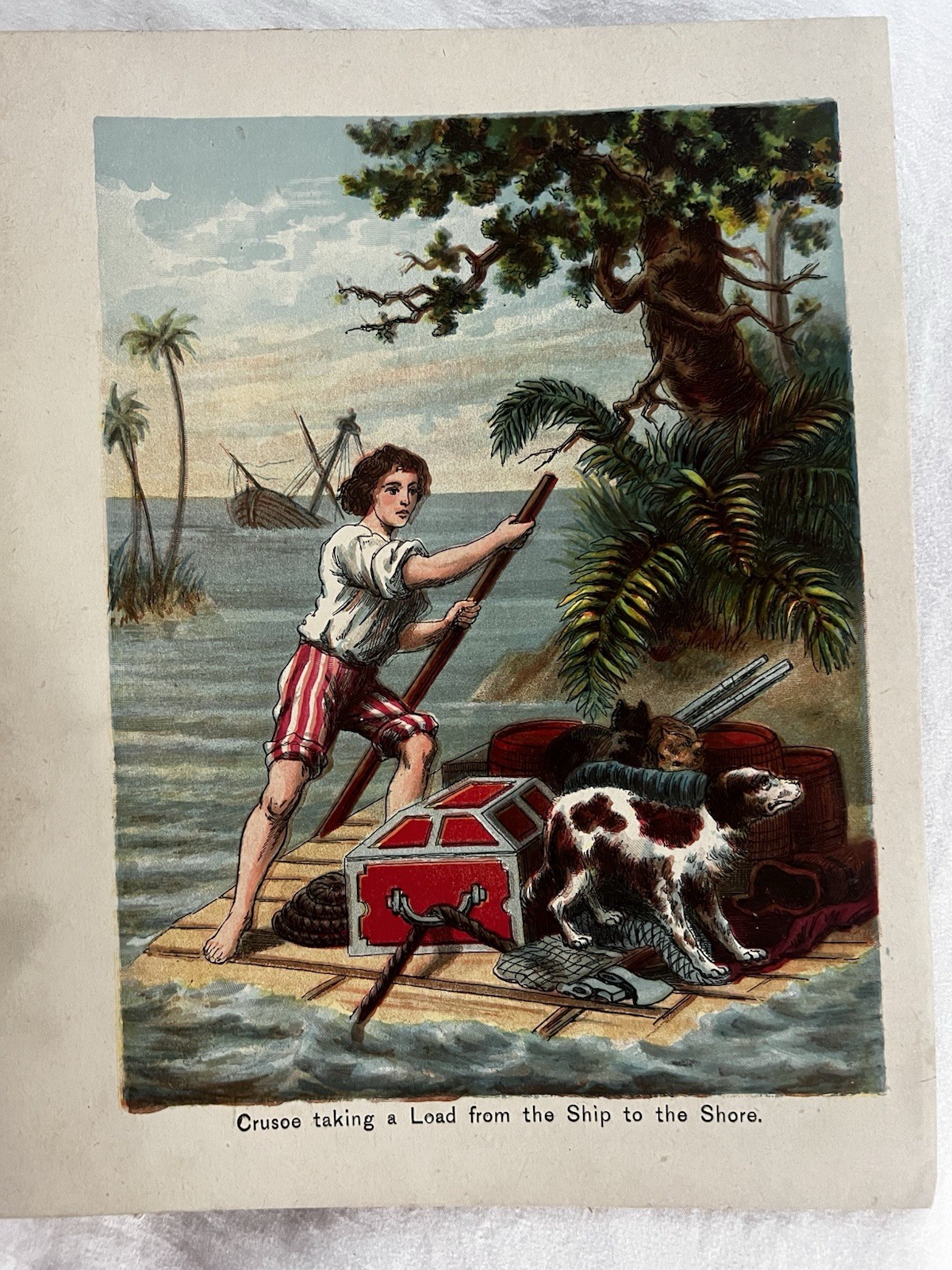 1882 McLoughlin Bros Robinson Crusoe Color Lithograph Prints Title Page Lot 3