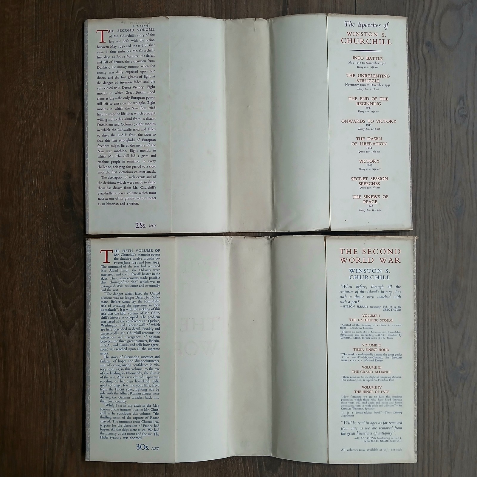 Winston Churchill WWII The Second World War 6 Vol Set Cassell 1948 Dust Jackets