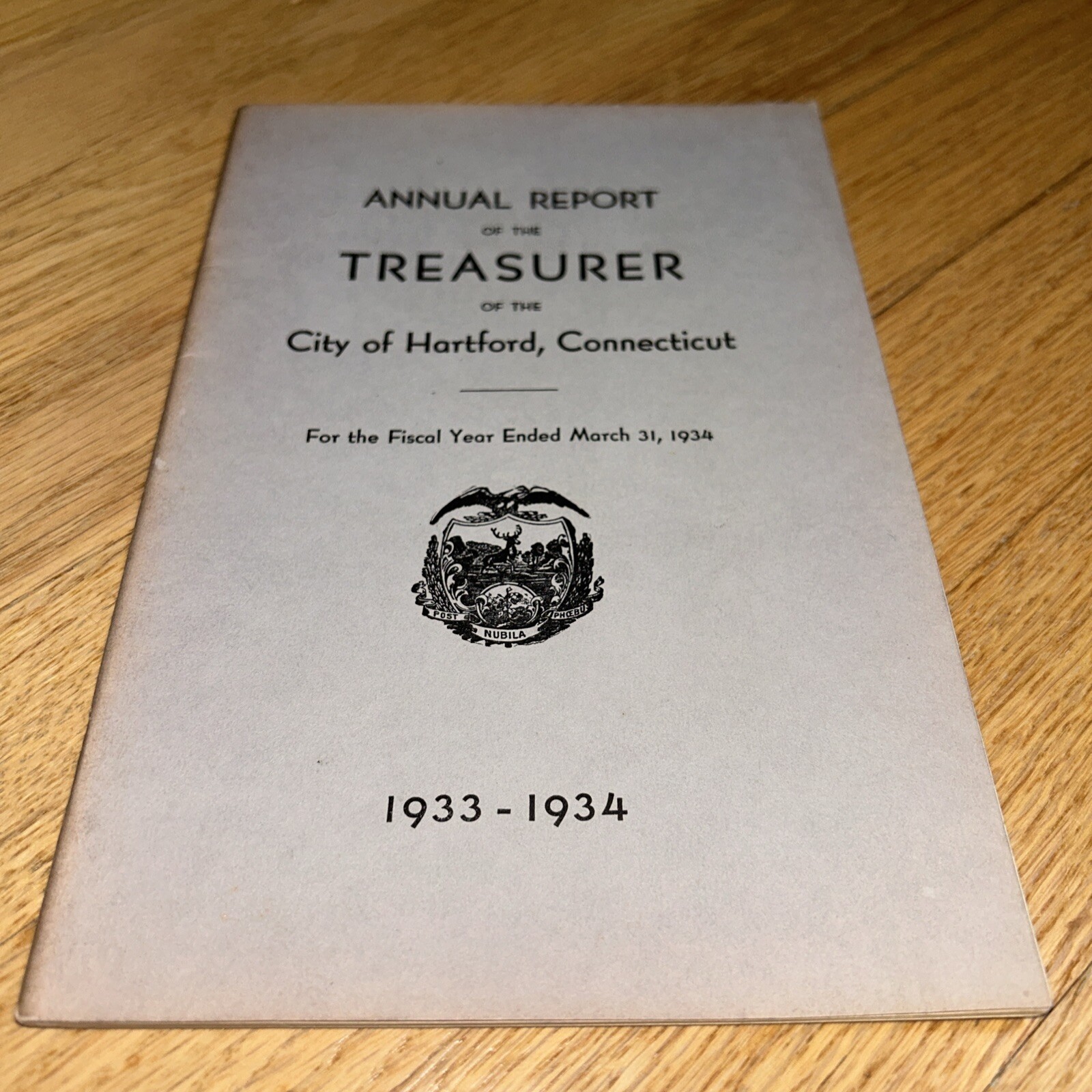 1933-1934 HARTFORD CONNECTICUT – Annual Report of the TREASURER – George Gabb