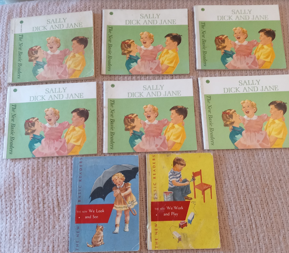 Eight Sally Dick and Jane Books, Including One Teacher’s Edition 1956 1962