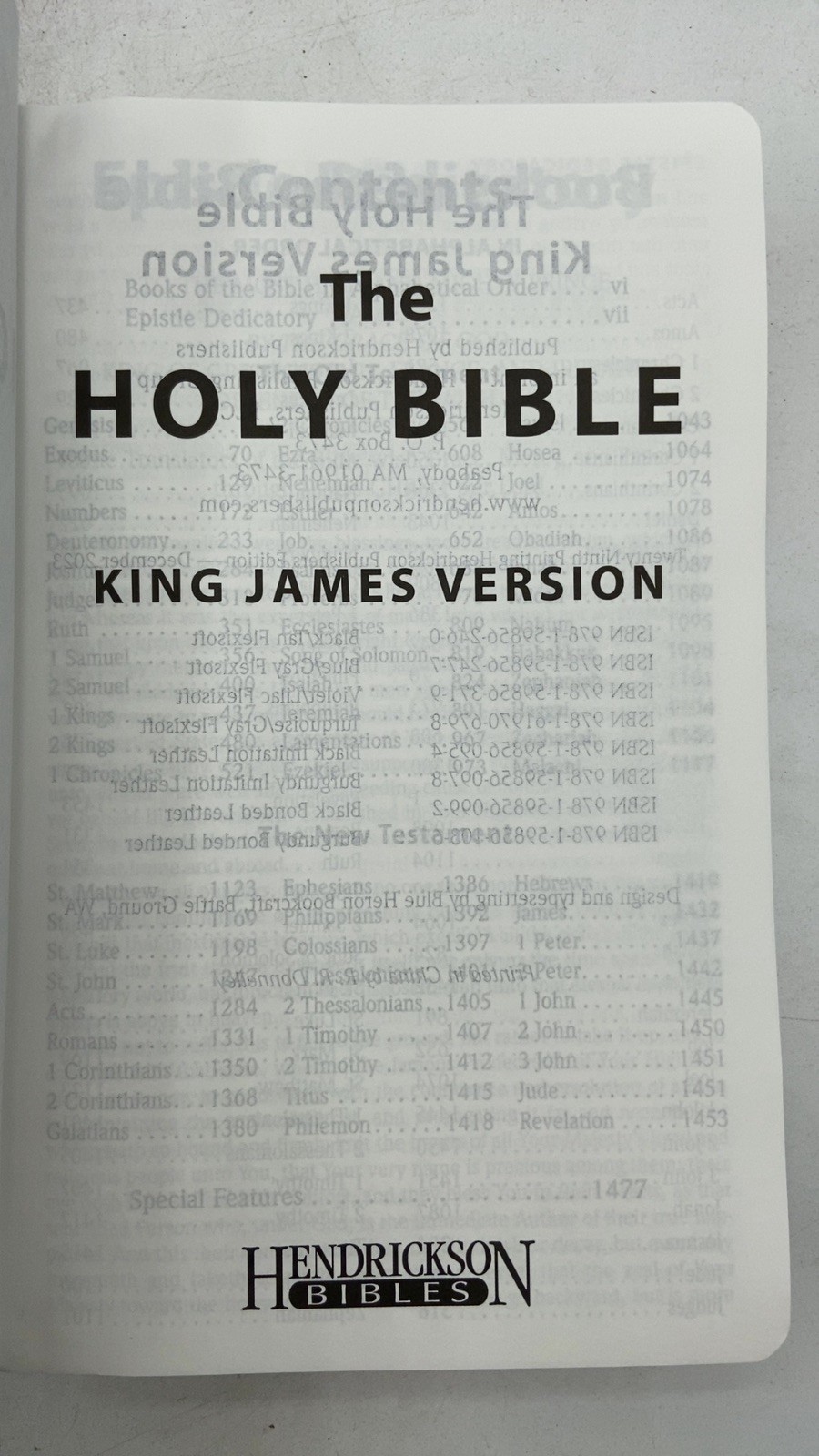 The Holy Bible: King James Version Hardcover Twenty-Ninth Printing Hendrickso…