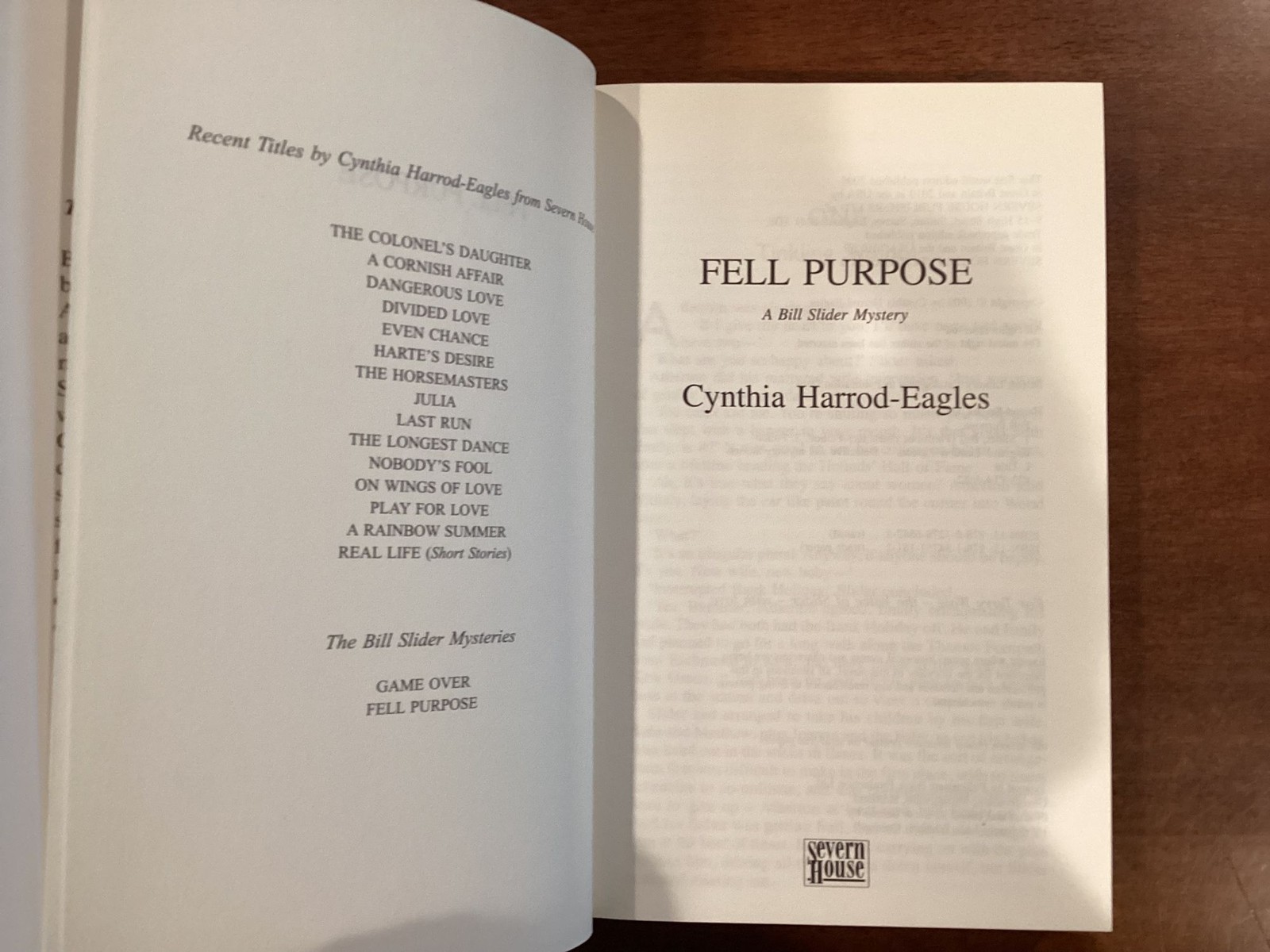 Cynthia Harrod-Eagles / Fell Purpose 1st Edition 2009