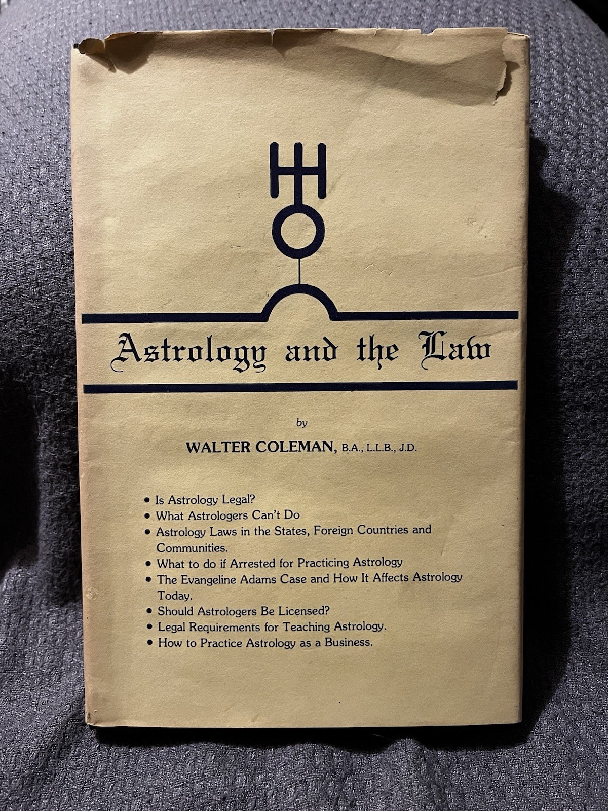 Astrology and the Law By Dr Walter Coleman Autographed Private Press Book Occult