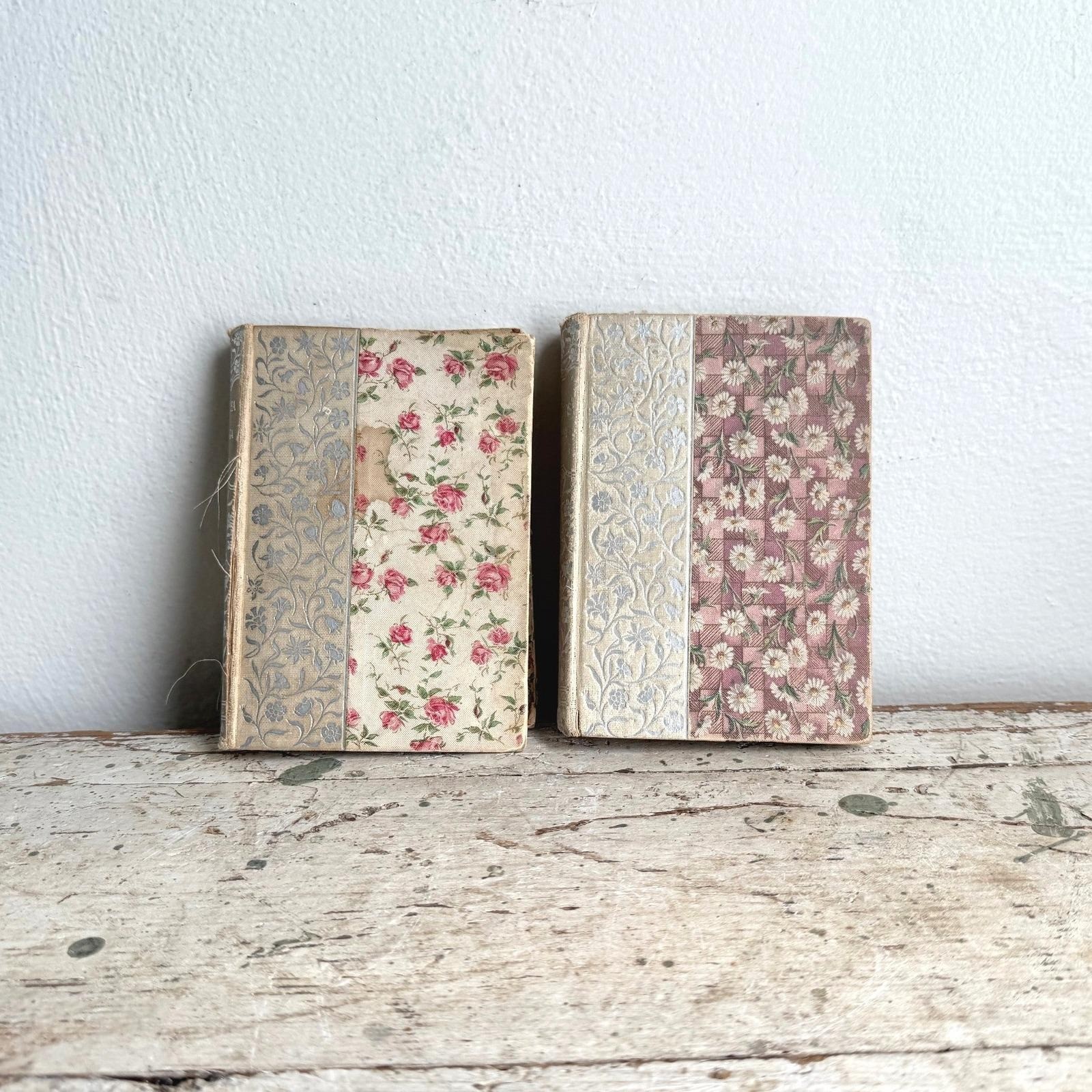 Antique Victorian Floral Books Samantha at Saratoga & Emerson Essays 1887 Set 2