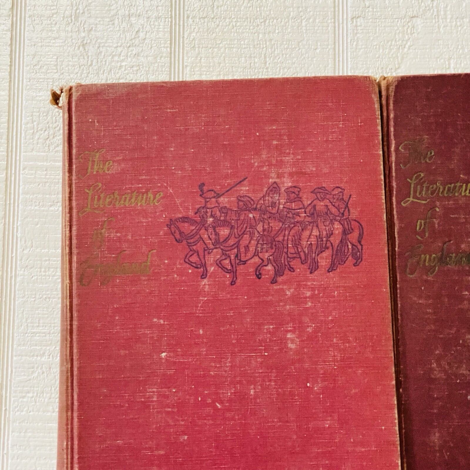 Vintage 1941 The Literature of England Book Set Volume 1 and 2 Hardcover Red