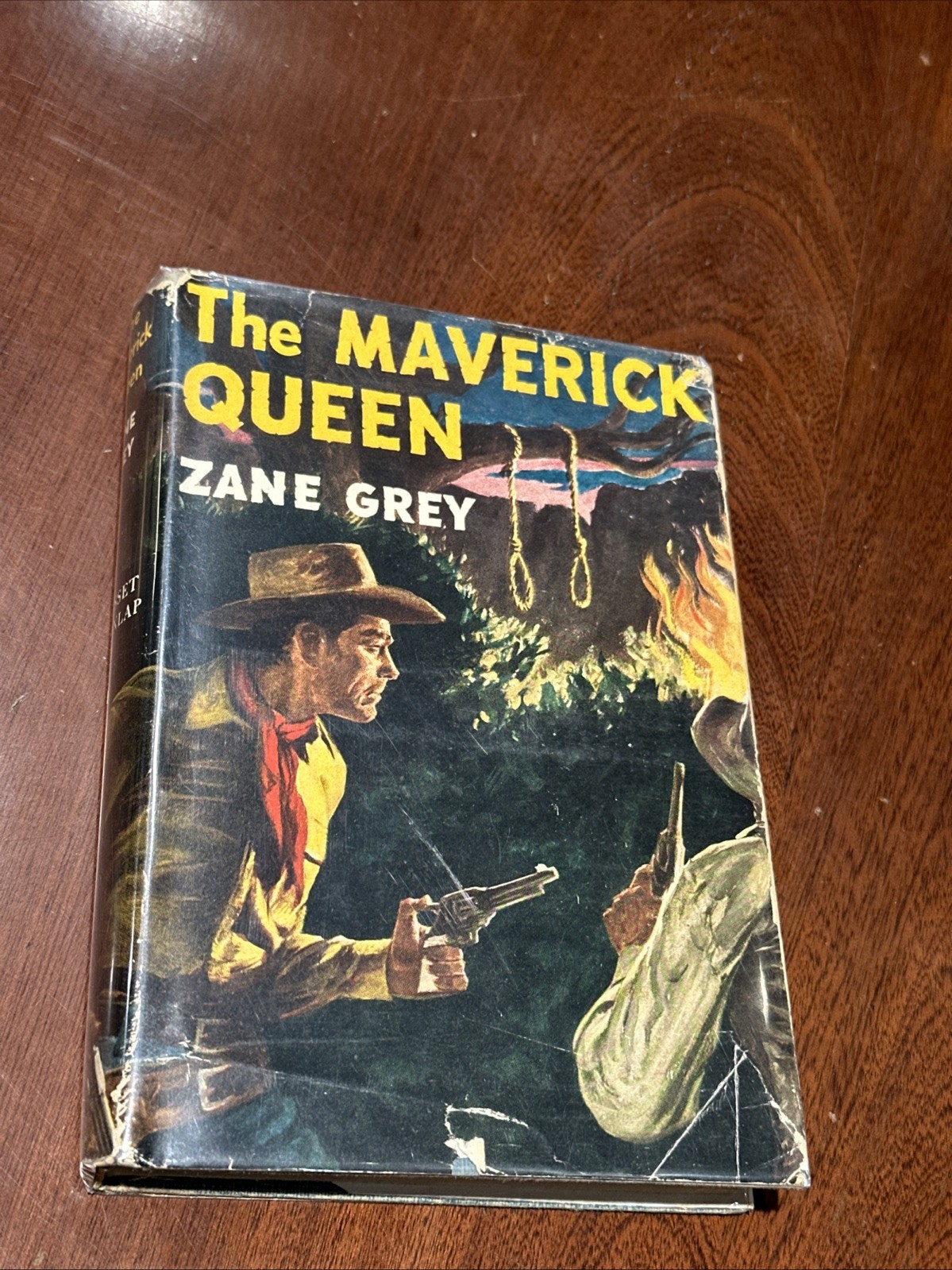 Zane Grey / The Maverick Queen 1st Edition 1950 HC DJ Cowboy Gold