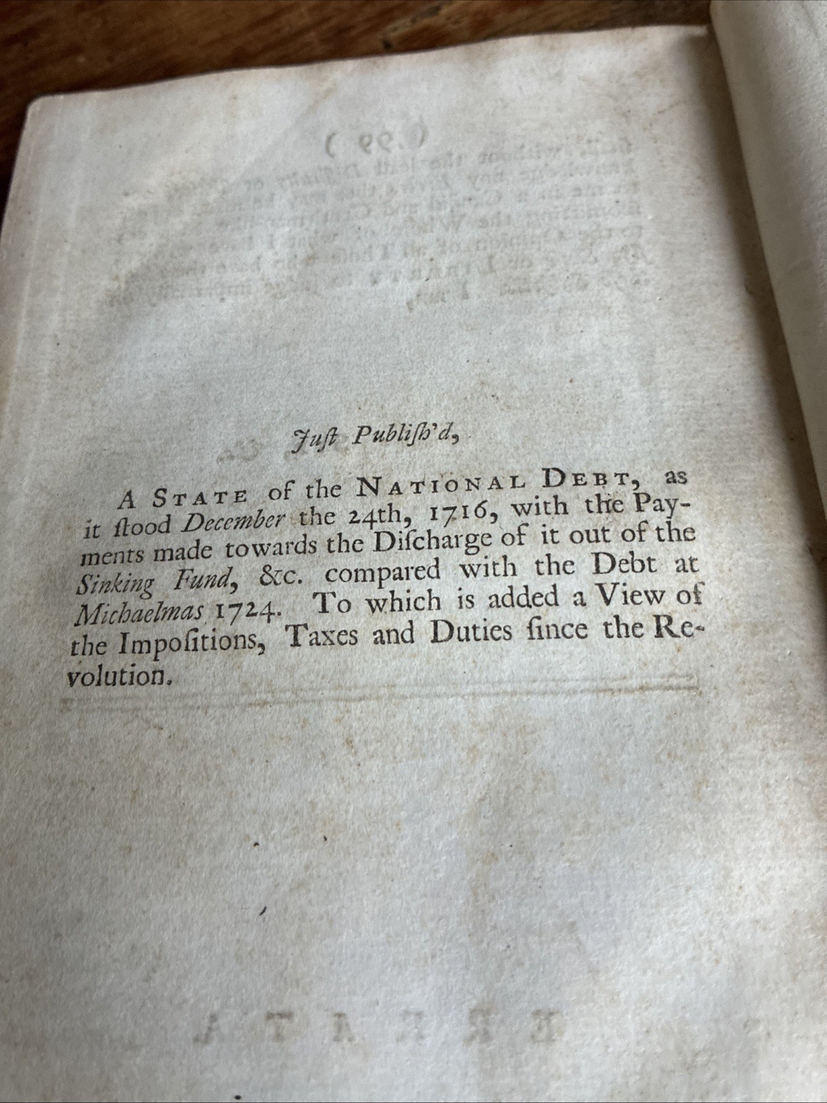 Considerations National Debt Sinking Fund Publick Credit (1729) William Pulteney
