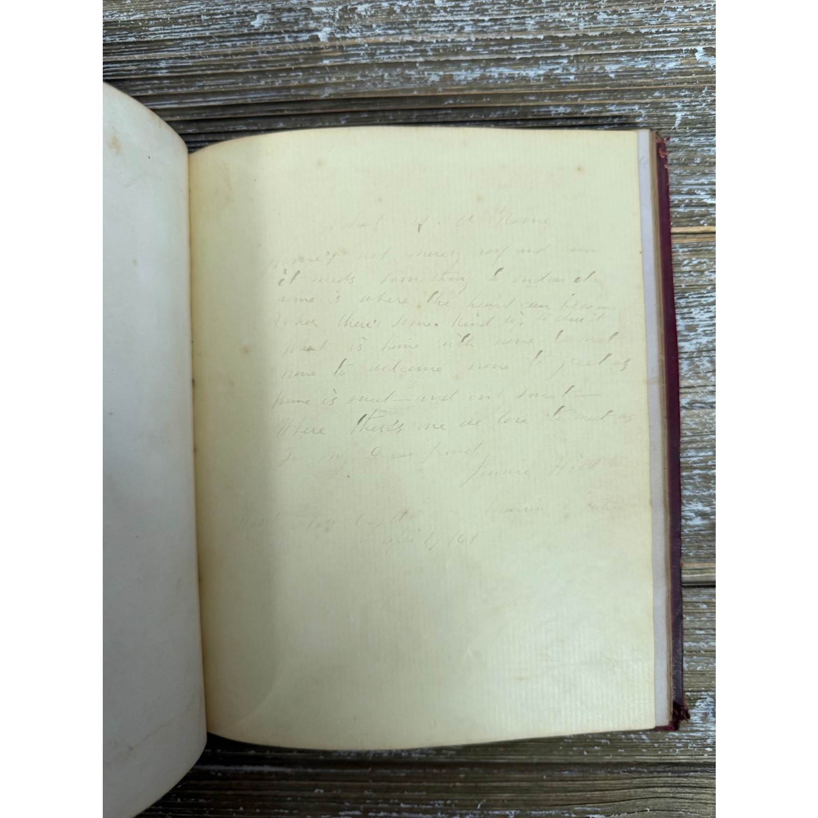 Antique Civil War Era 1860s Love’s Offering Friendship Album Handwritten Notes