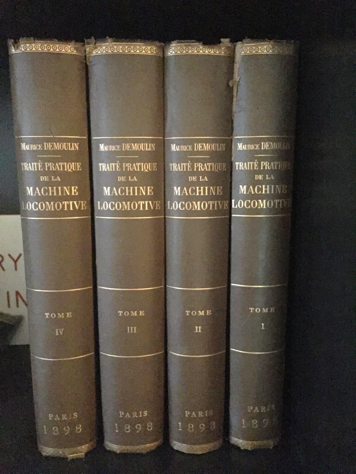 RARE French MACHINE LOCOMOTIVE 4 vols COMPLETE 1898 M. DEMOULIN Trains