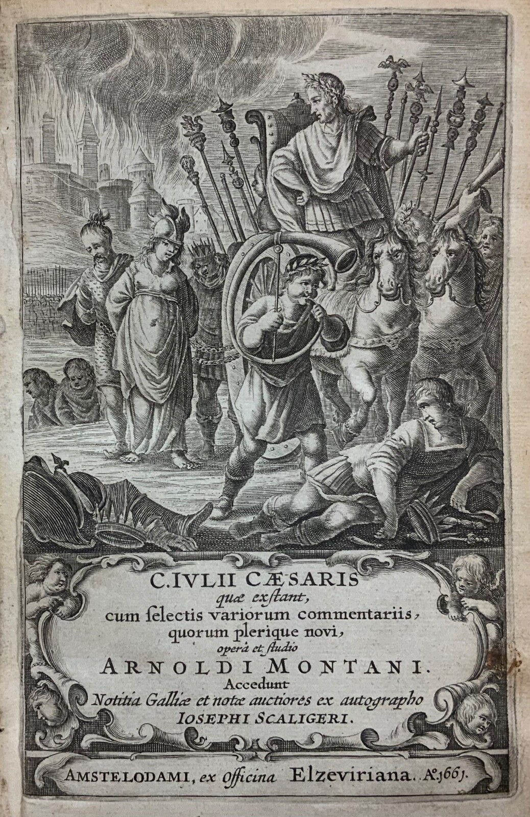 1661 Life of Julius Caesar Commentary by Montanus & Scaliger Elzevir Imprint